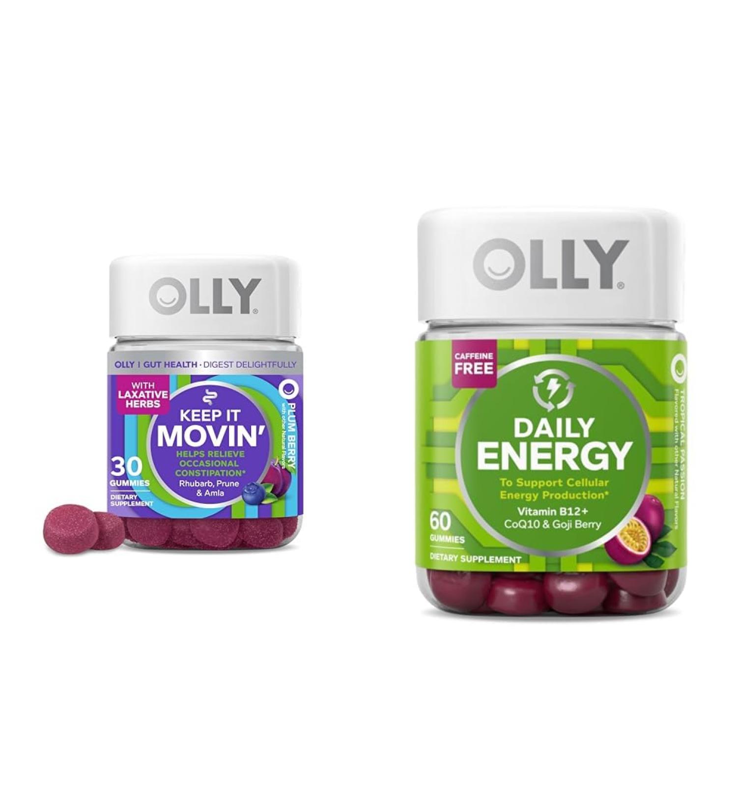OLLY Constipation Relief 30ct Energy Gummy 60ct - Rhubarb Prunes Amla Berry B12 CoQ10 Goji Tropical - Buy Online on GoSupps.com