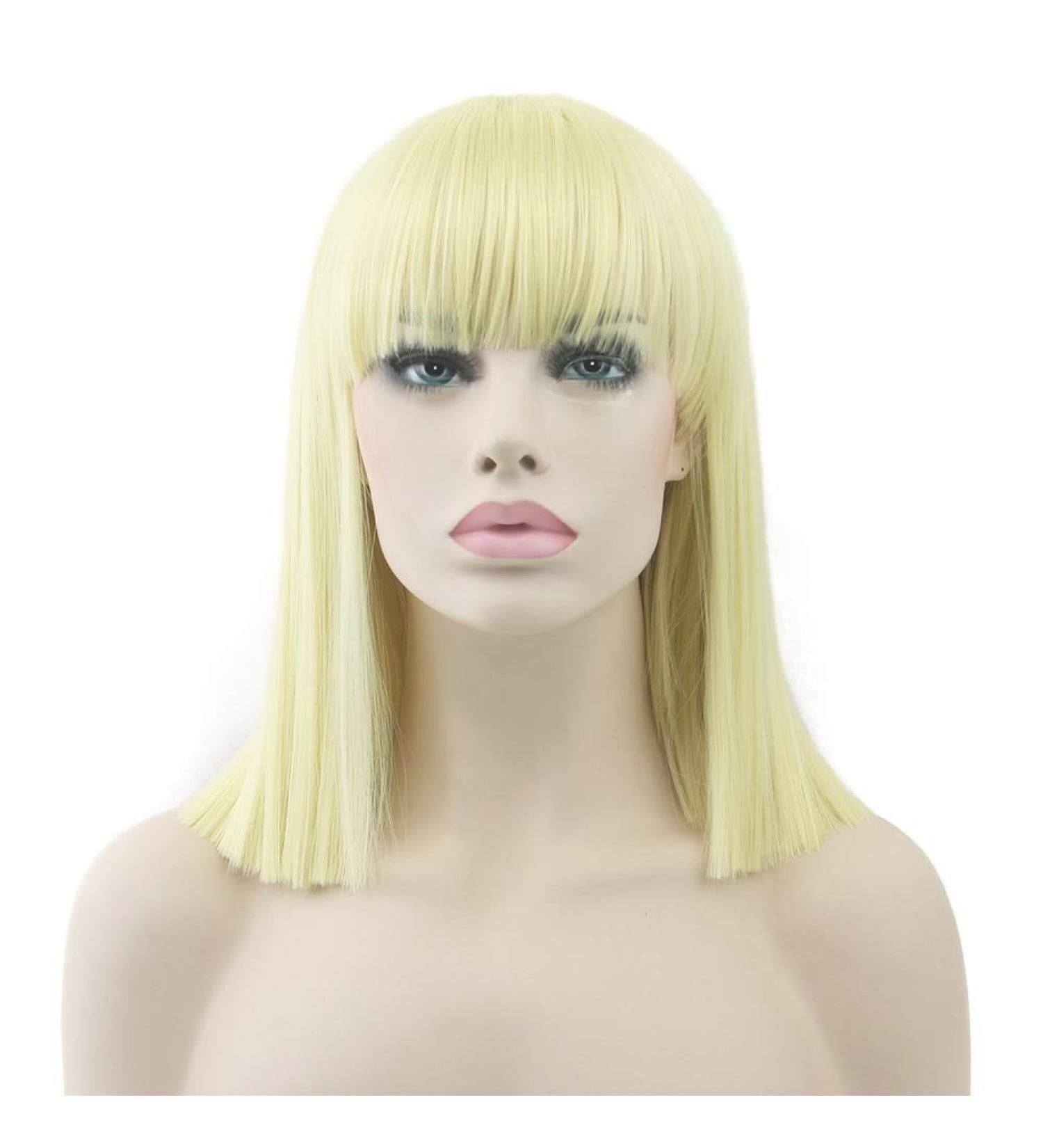 LFMDJF 8 Colors Short Synthetic Hair Heat Resistant Orange Gray Hair Wig Women Party Straight Wigs 16inches T1B/613 Natural Color