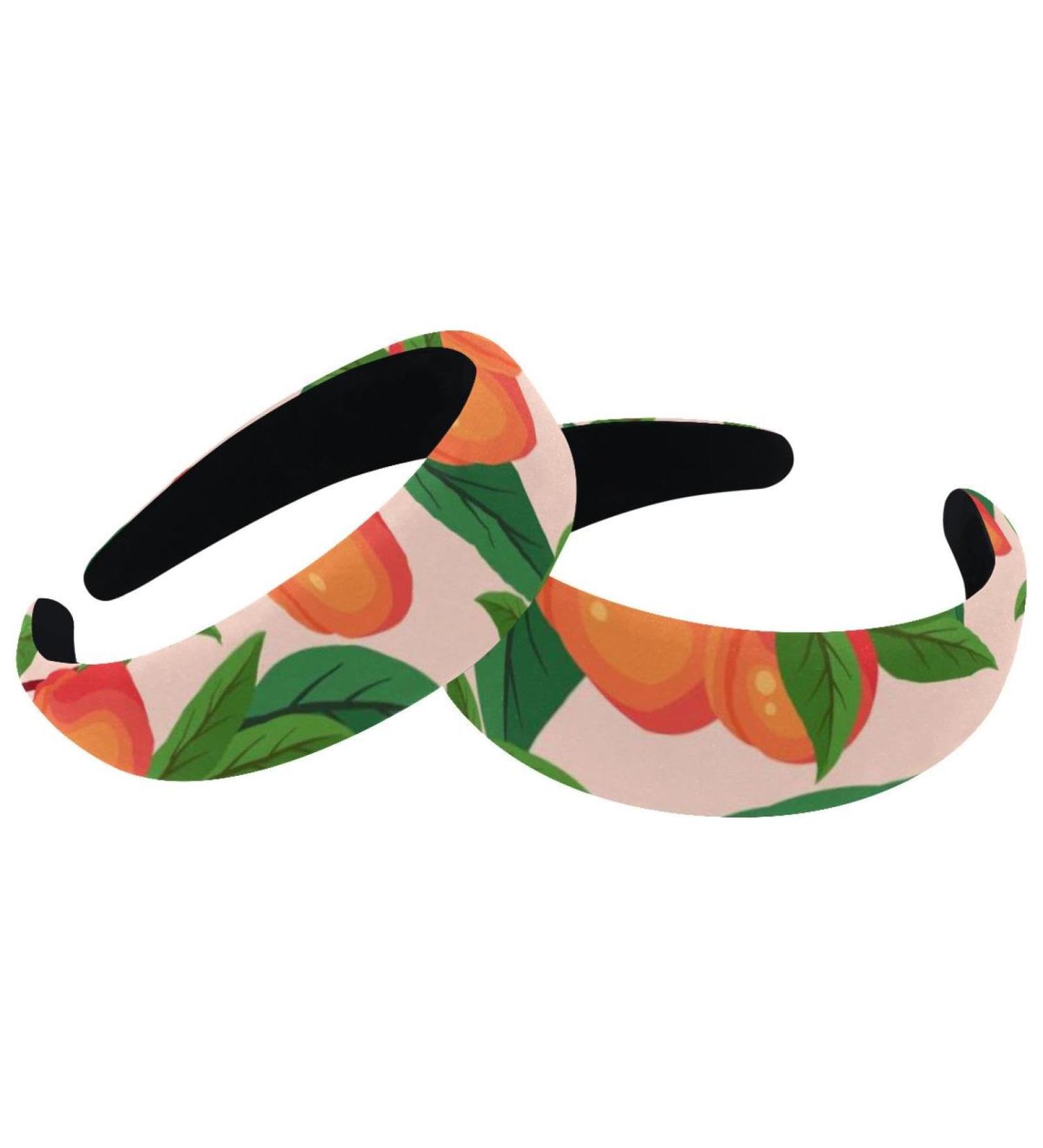 2 Pieces Headbands Women Hair Head Bands Fruit Peach Tree Pattern Painted Non Slip Thick Padded Hairband Hair Band Hoops Vintage Thick Hair Wrap Multi-colored 7 - Buy Online on GoSupps.com