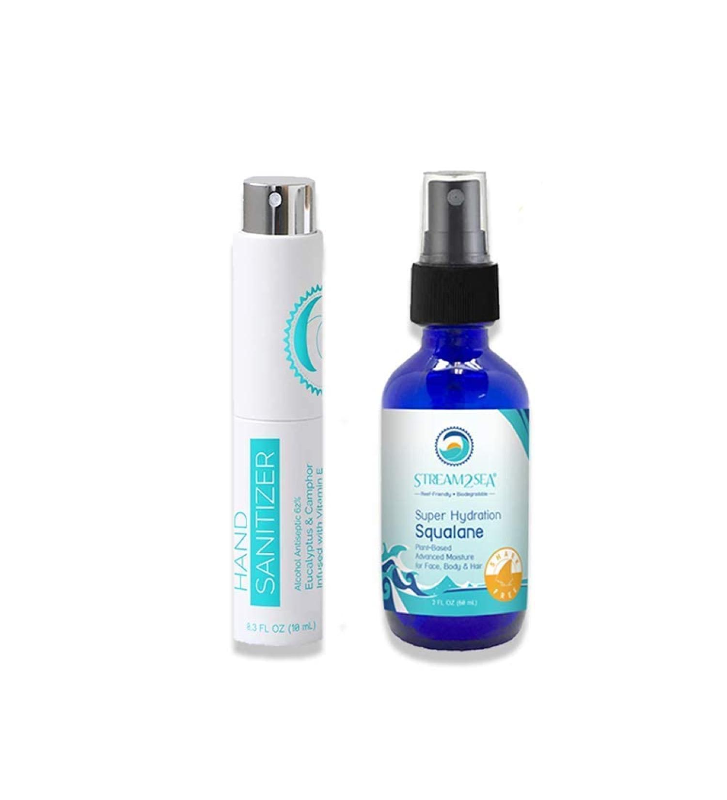 Stream2Sea Refillable Hand Sanitizer & Squalane Oil with Vitamin E for Skin & Hair - Natural Protection & Hydration, Reef Safe & Biodegradable - Buy Online on GoSupps.com