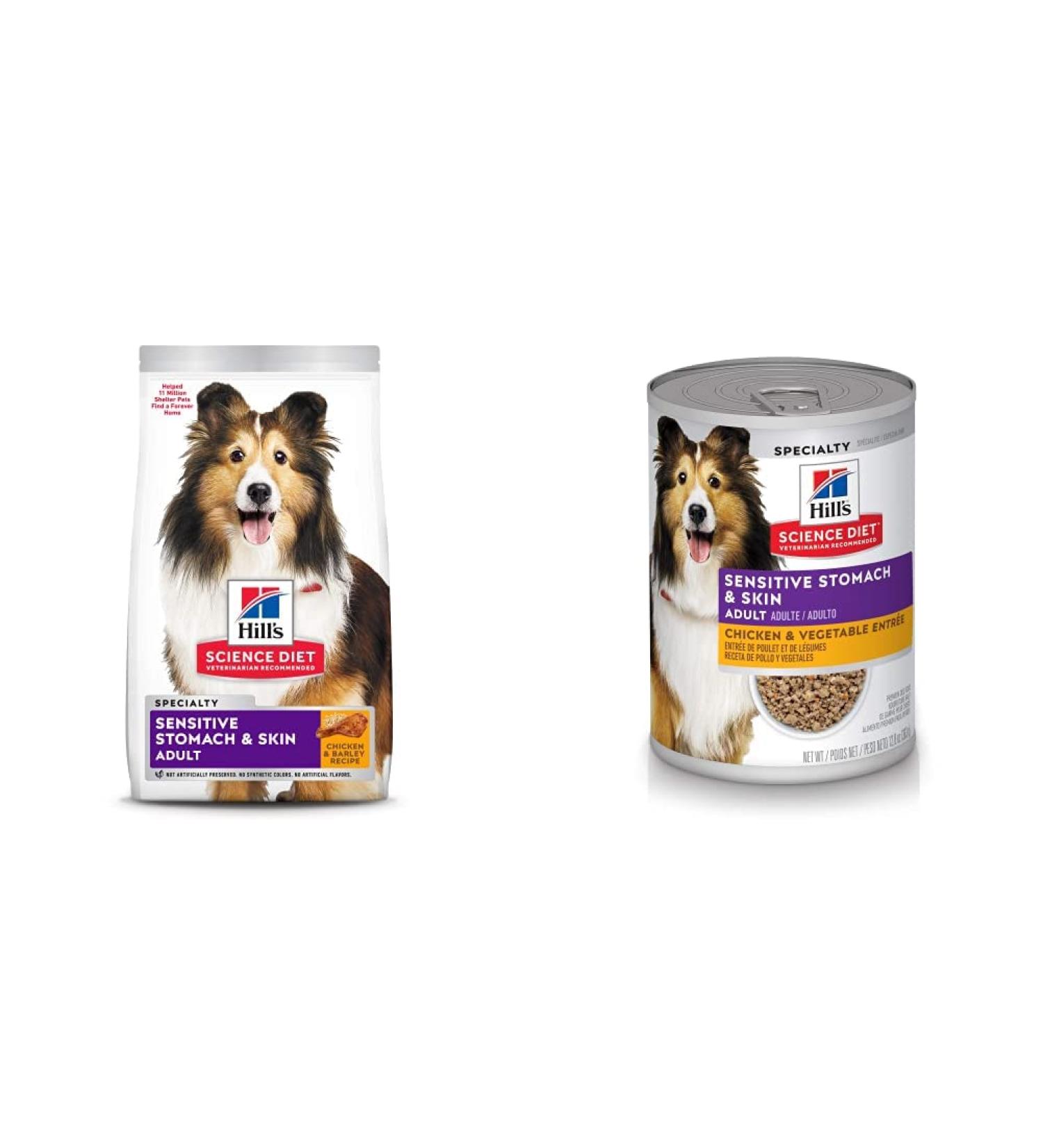 Hill's Science Diet Adult Sensitive Stomach & Skin Dry + Canned Dog Food Bundle 7.03 kg (Pack of 1) Dry | Chicken Meal + Dog Food Chicken - Buy Online on GoSupps.com