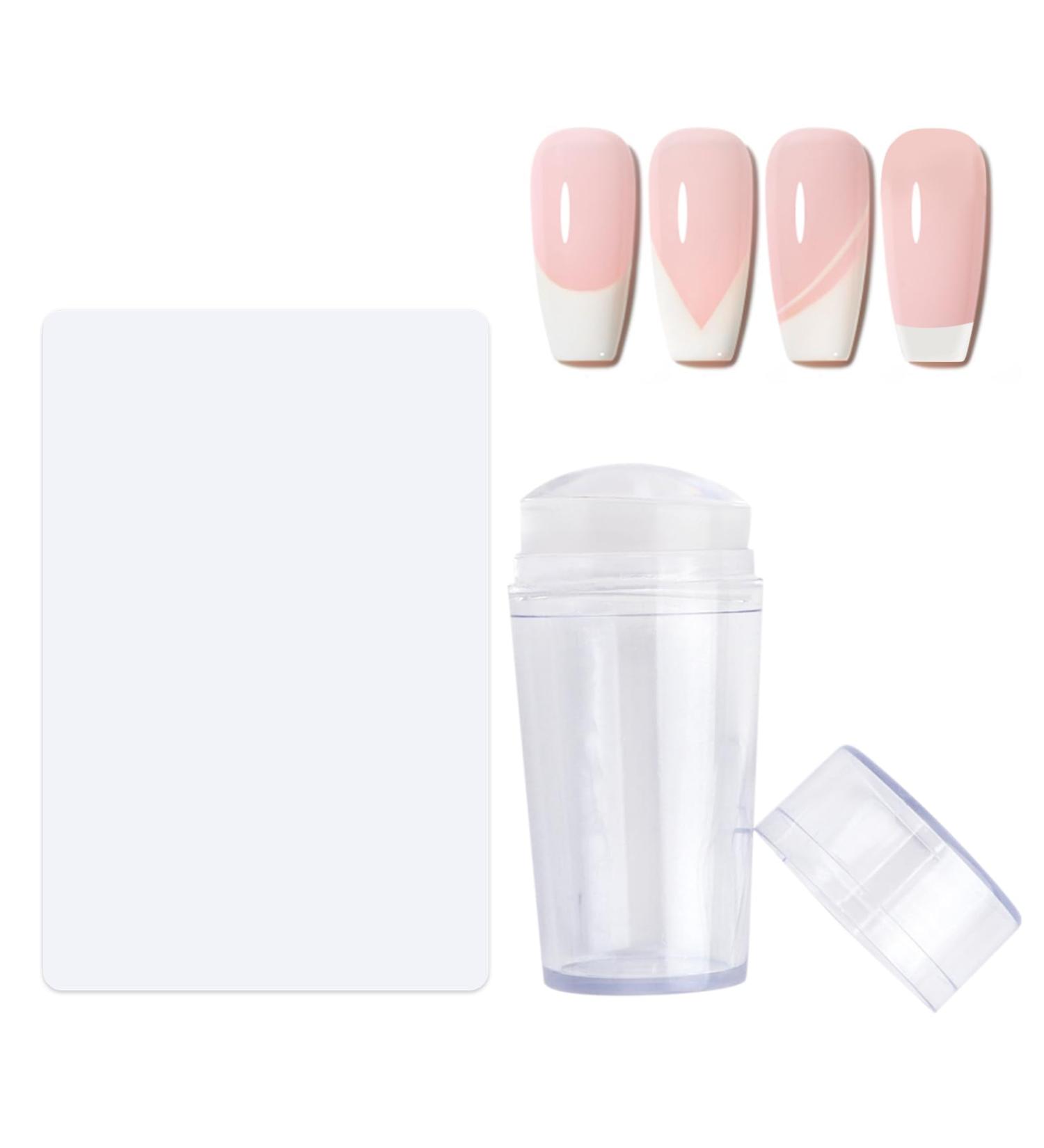 Stamping Transparent Nail Stamp kit Jelly French Stamper for Tip Nails with Scrapers 3D Nail Sticker Curve Stripes Nail Art Tools for French Manicure Home DIY Nail Salon (Single head) - Buy Online on GoSupps.com