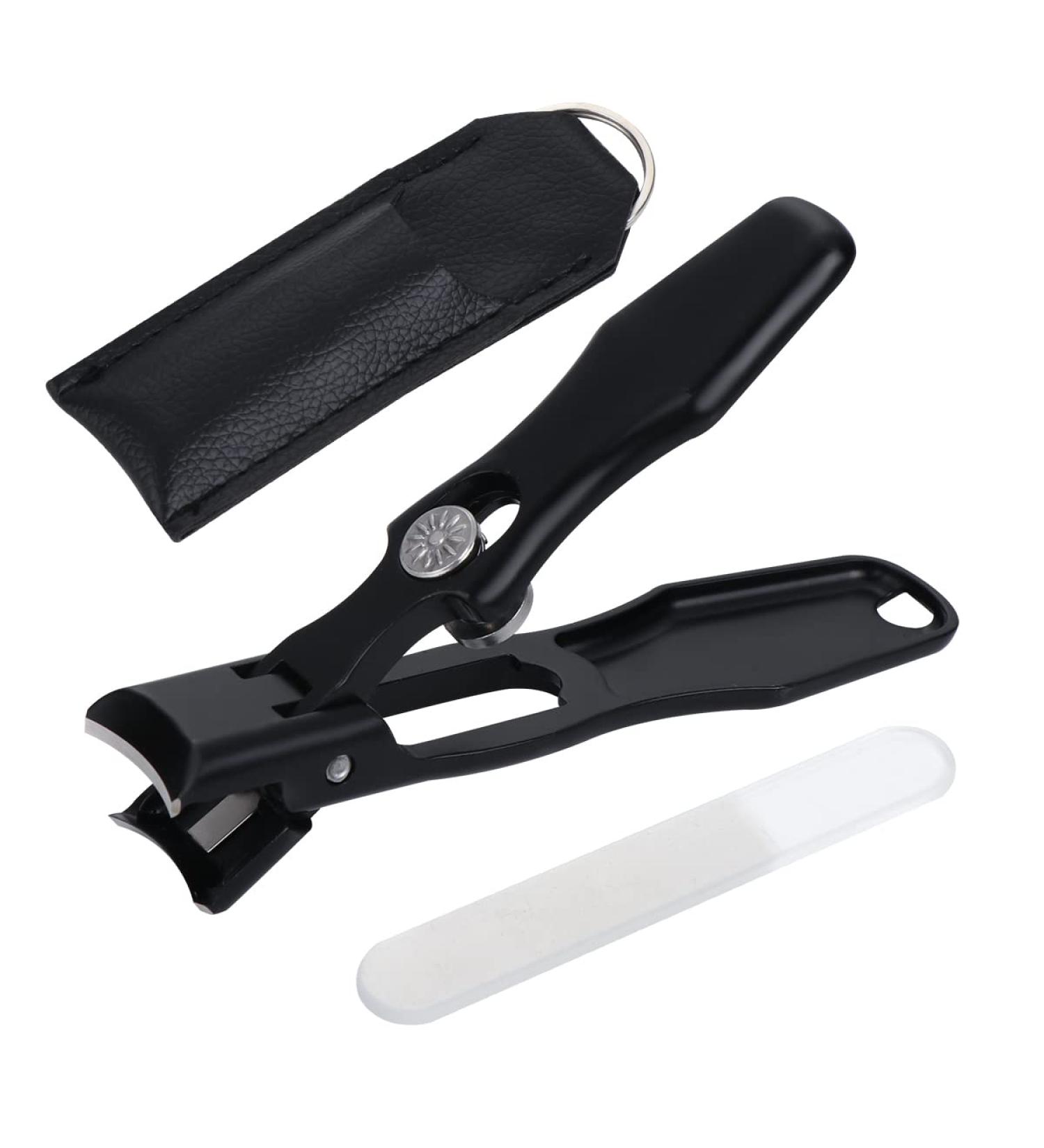 Alxbsone Black Steel Nail Clipper Set for Fingernails & Toenails | No Splash Design with Nail Fan & File | Extra Sharp Manicure Tool - Buy Online on GoSupps.com