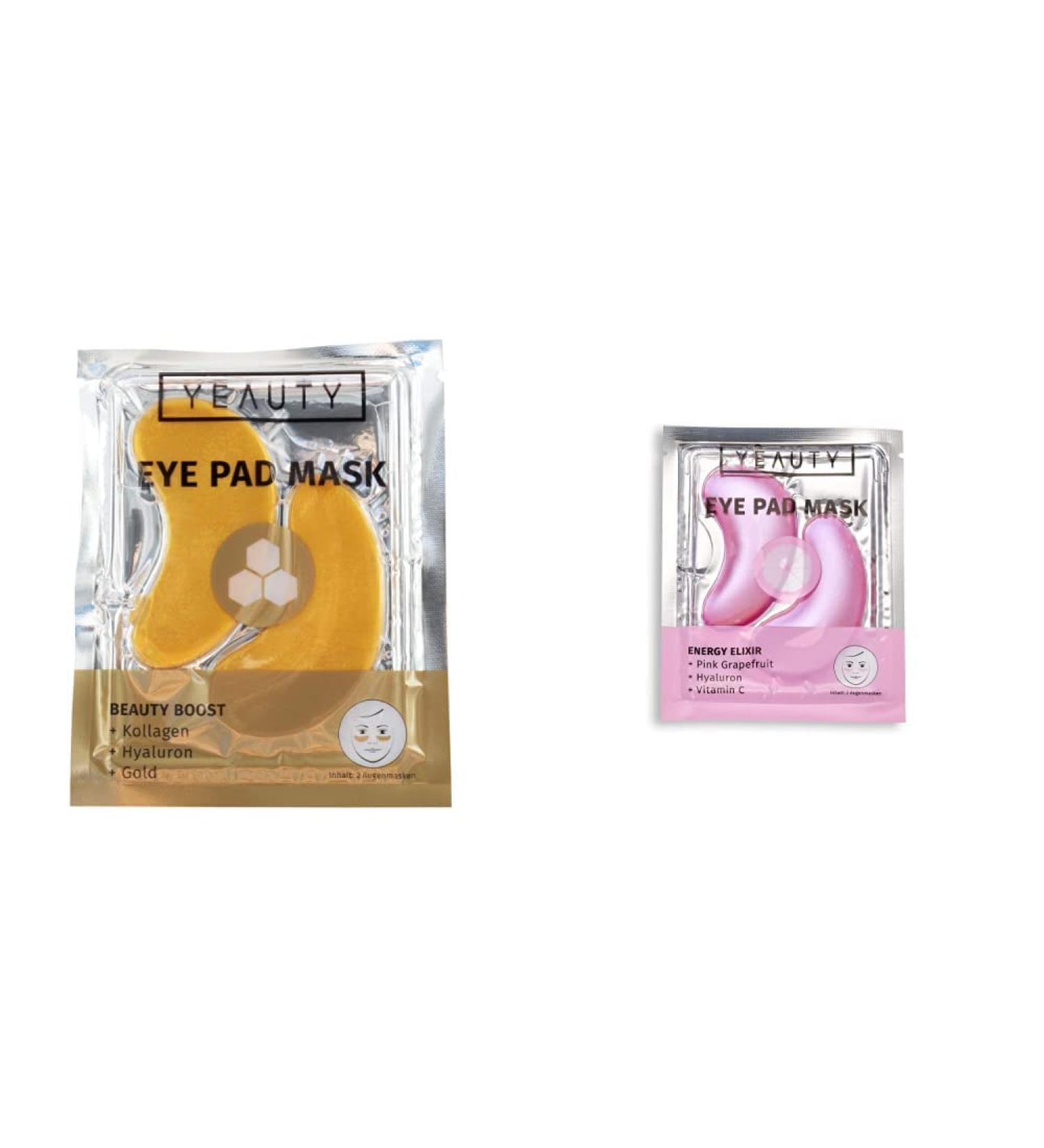 Yeauty Beauty Boost Eye Pad Mask Bundle - Collagen Hyaluron Gold & Energizing Grapefruit - 4 Premium Eye Pads for Bright Eyes - Buy Online on GoSupps.com