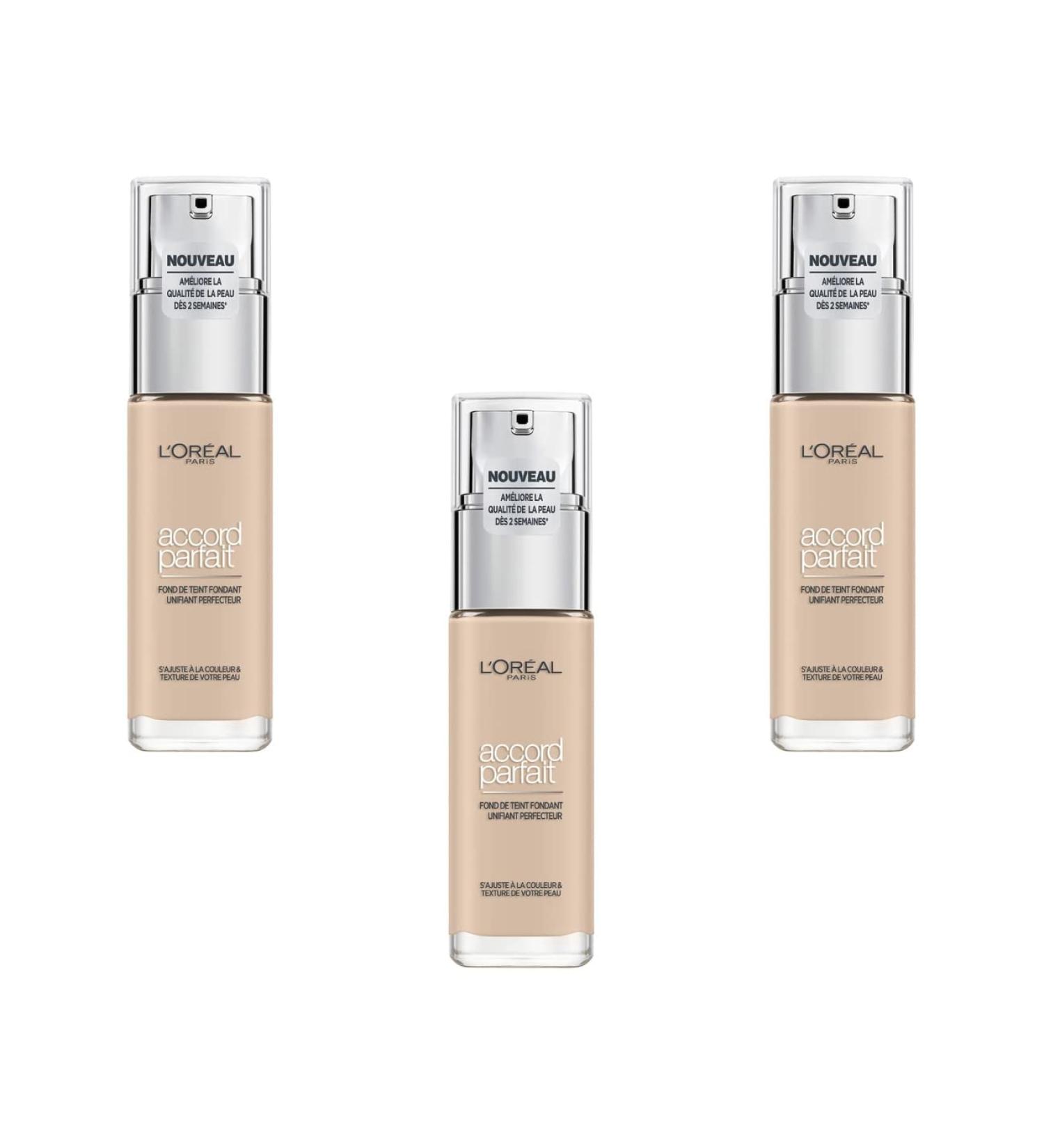  L'Oreal Paris L'Or al Paris Accord Parfait Makeup Base 1.R Ivory Pink Pack of 3 (3 x 30 ml) - Buy Online on GoSupps.com