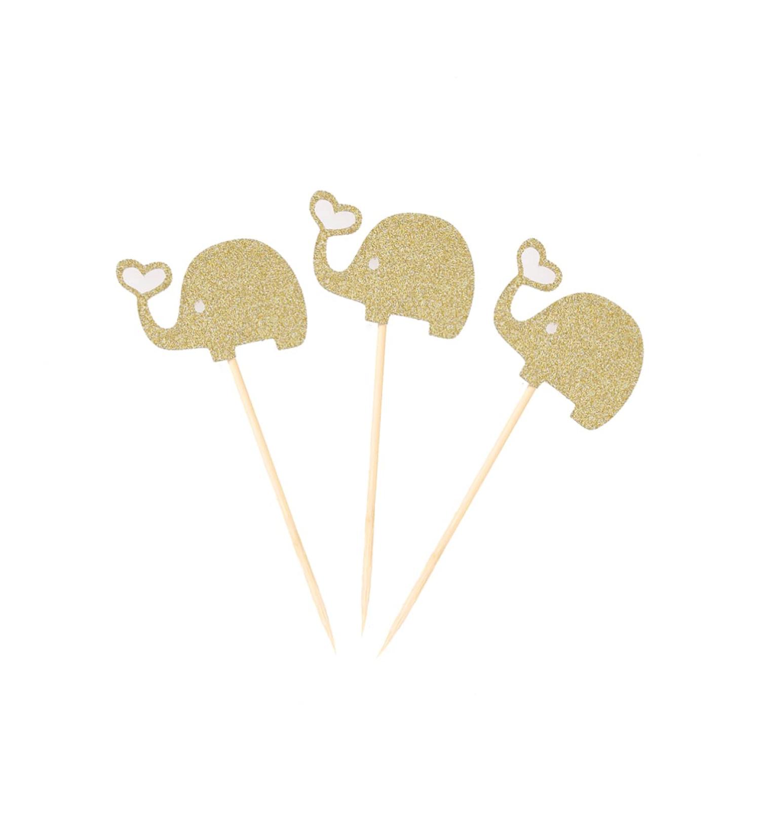 LABRIMP 3pcs Cupcake Picks Jungle Animal Toppers Gold Glitter Toppers Fruitcakes Dessert Topper Appetizers Elephant Party Decoration Cake Toothpick Topper Valentine Food Lip Gloss Wooden Golden 10.00X5.30X0.20CM - Buy Online on GoSupps.com