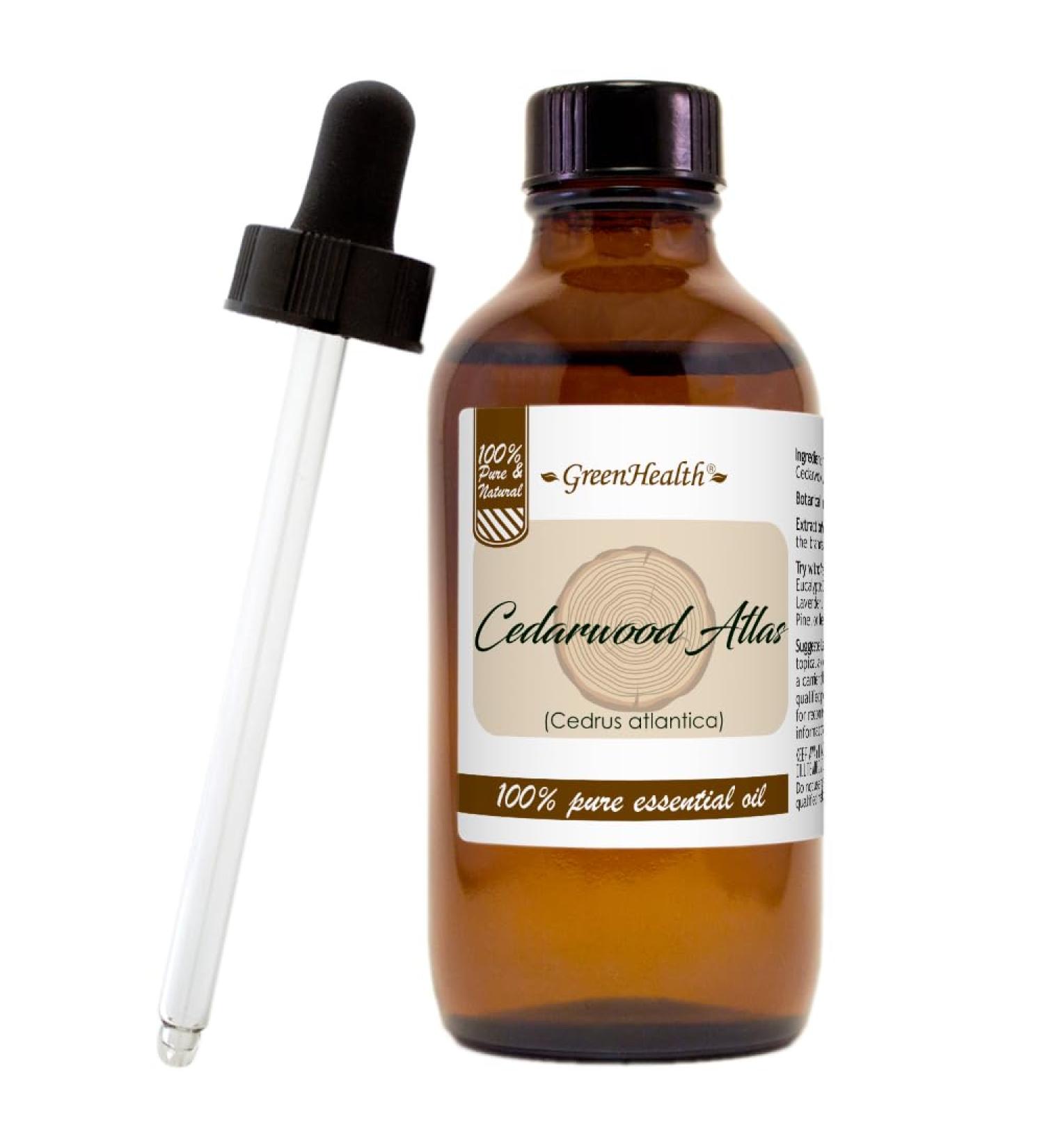 Cedarwood Atlas Essential Oil 4 fl oz (118 ml) Glass Bottle w/Glass Dropper 100% Pure Essential Oil GreenHealth - Buy Online on GoSupps.com