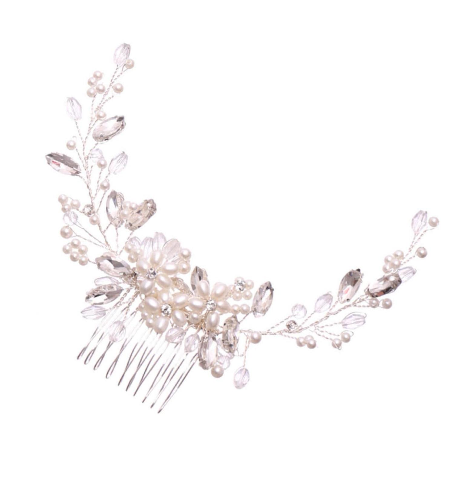 Mikinona Pearl Comb Wedding Hairpin Hair Side Comb Comb Hairpin Comb Bride Headdress Bride Hair Comb Bridal Headdress Wedding Hair Accessories Pearl Hair Pin Rhinestone Hairpins - Buy Online on GoSupps.com