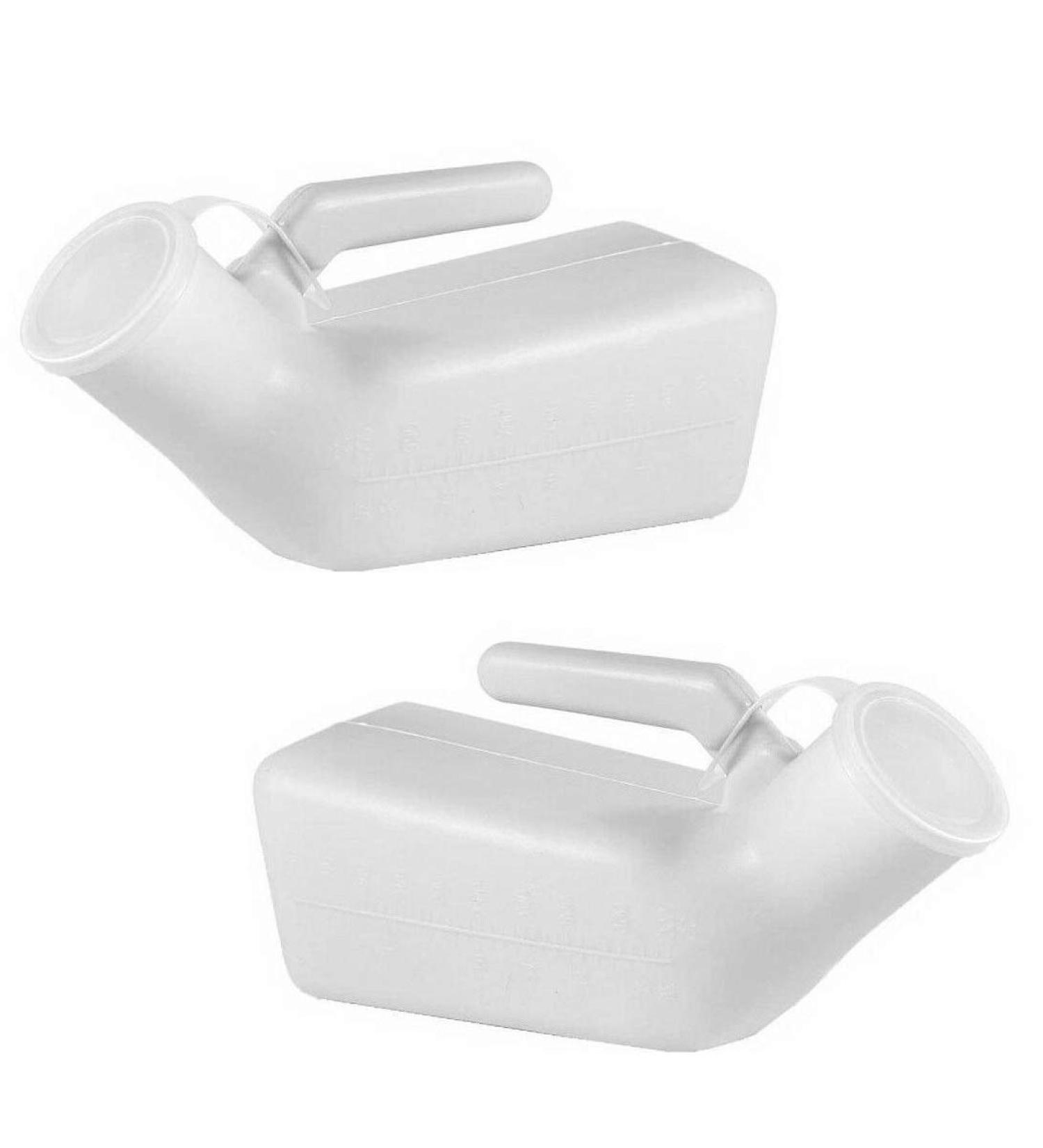 2-Pack Thick Firm Male Urinal with Lid - Portable Urinals for Men - Seneme Urine Collection for Hospital, Home, Incontinence - 32oz/1000mL - Buy Online on GoSupps.com