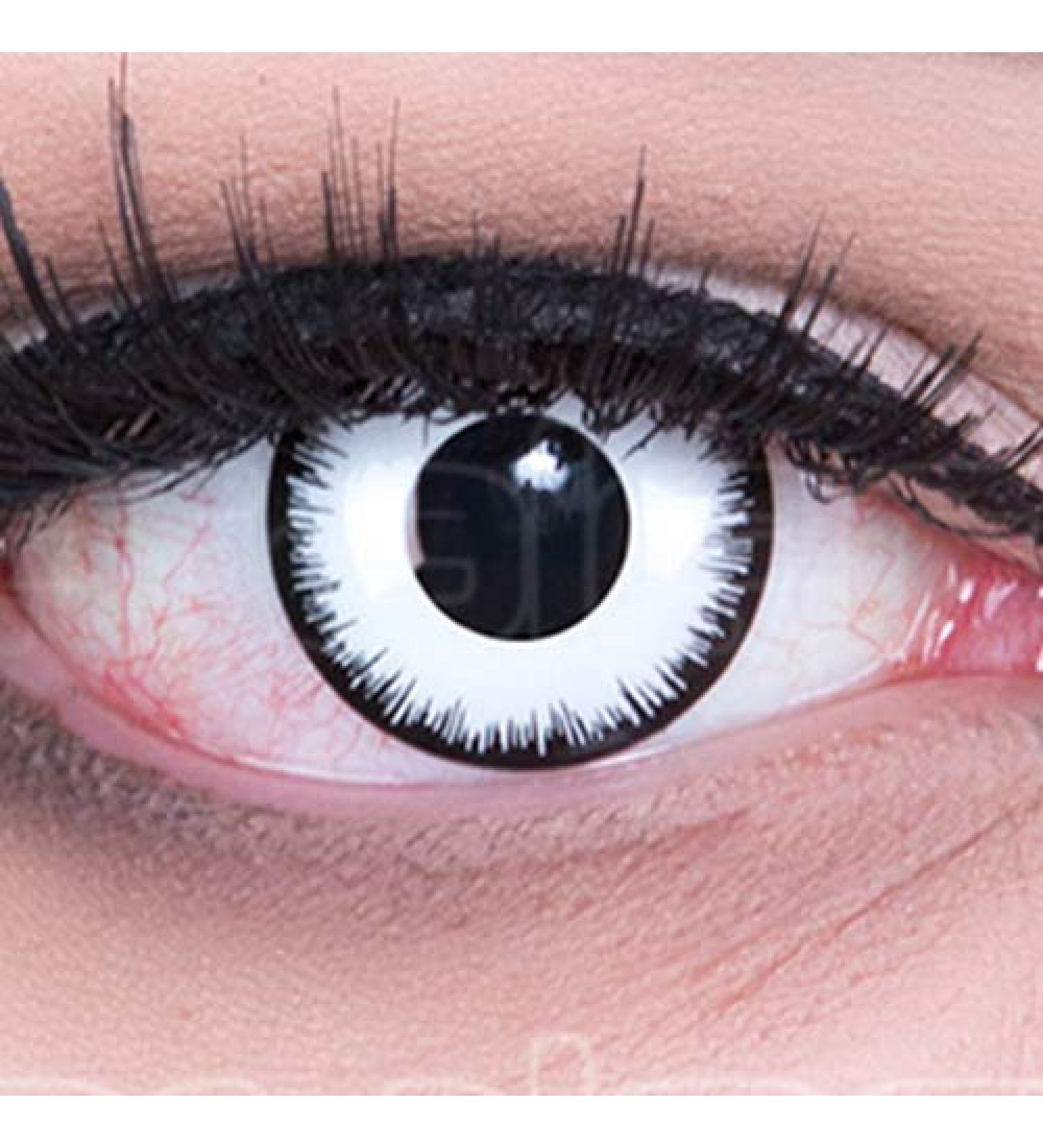 Shop White Crazy Zombie Fun Contact Lenses - -3.50 Diopters | Perfect for Halloween & Carnival - 1 Pair with Containers - Buy Online on GoSupps.com