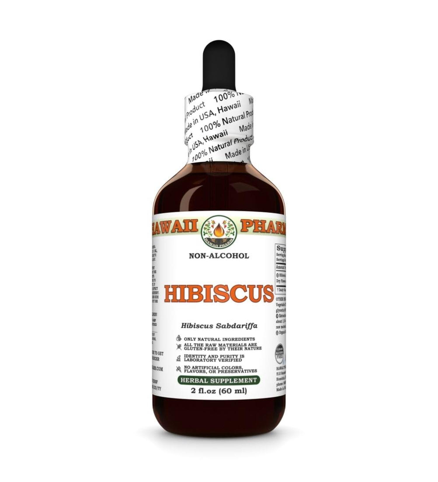 Hawaii Pharm Hibiscus Alcohol-Free Liquid Extract Organic Hibiscus (Hibiscus Sabdariffa) Dried Flower Glycerite Natural Herbal Supplement 2 oz - Buy Online on GoSupps.com