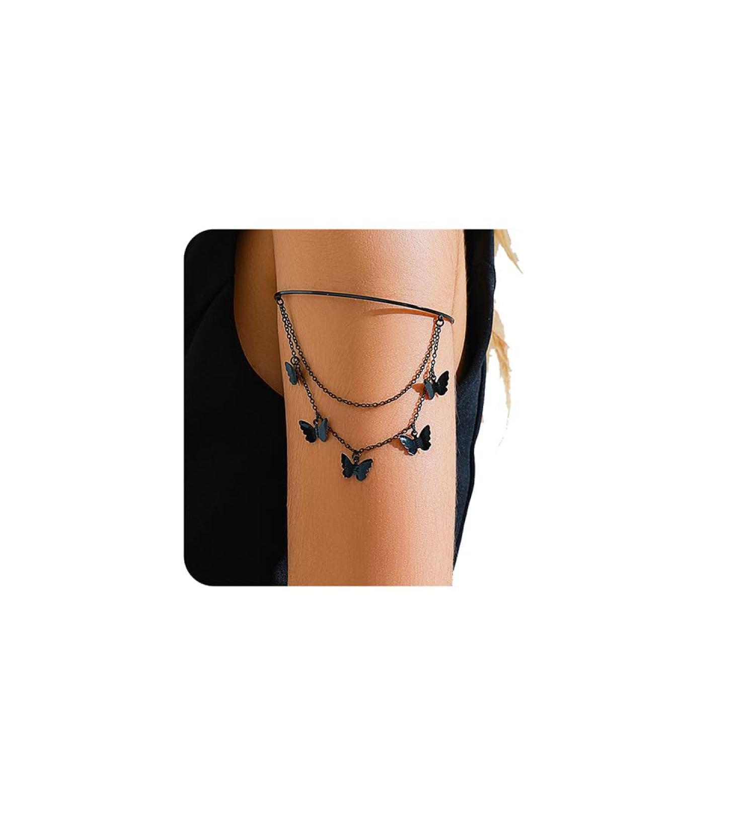 Butterflies Pendant Tassels Arm Cuff - Black Punk Jewelry for Halloween Party & Special Occasions - Buy Online on GoSupps.com