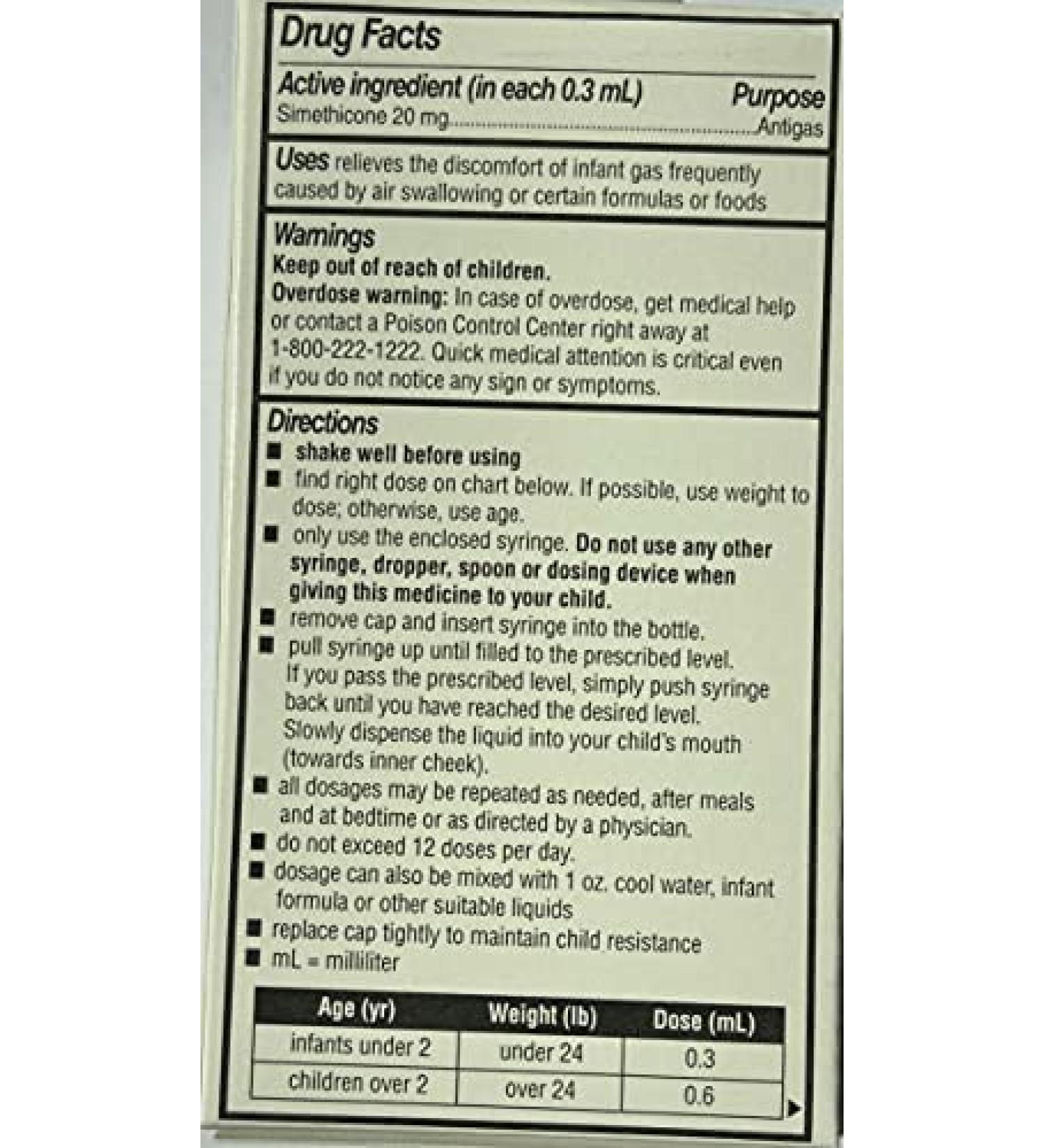 RUGBY Gas Relief Drops for Newborns, Infants & Children - Simethicone 20mg/0.3ml, Dye-Free - 1 oz (30ml) - Buy Online on GoSupps.com