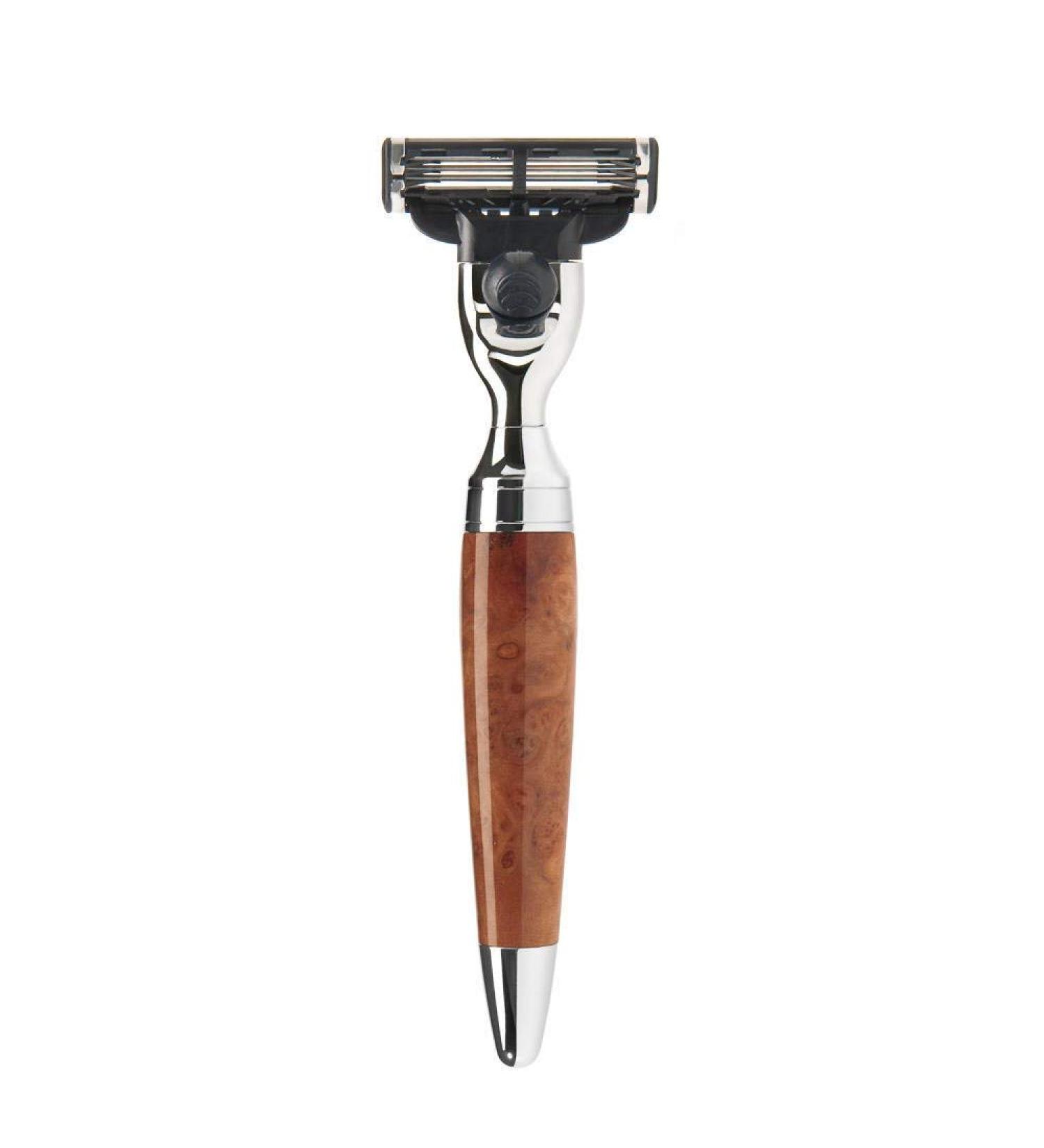M HLE Stylo Wet Razor - Thuja Wood Compatible with Gillette Blades | Premium International Shipping - Buy Online on GoSupps.com