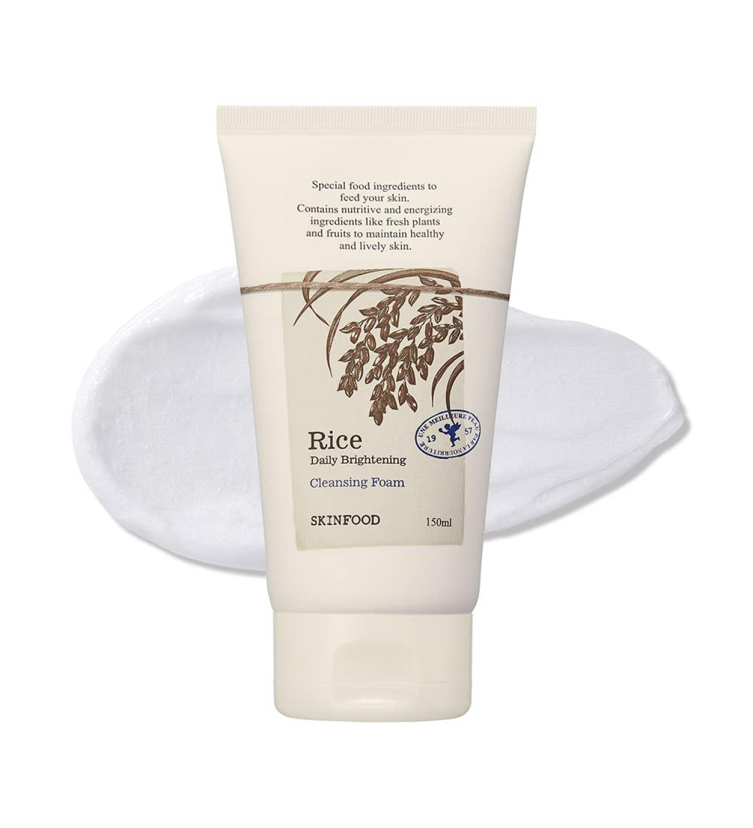 SKINFOOD Rice Daily Cleansing Foam 150ml - Fermented White Rice Firming Bubble Cleanser for Delicate & Smooth Skin - Men & Women (5.07 fl. oz.) - Buy Online on GoSupps.com