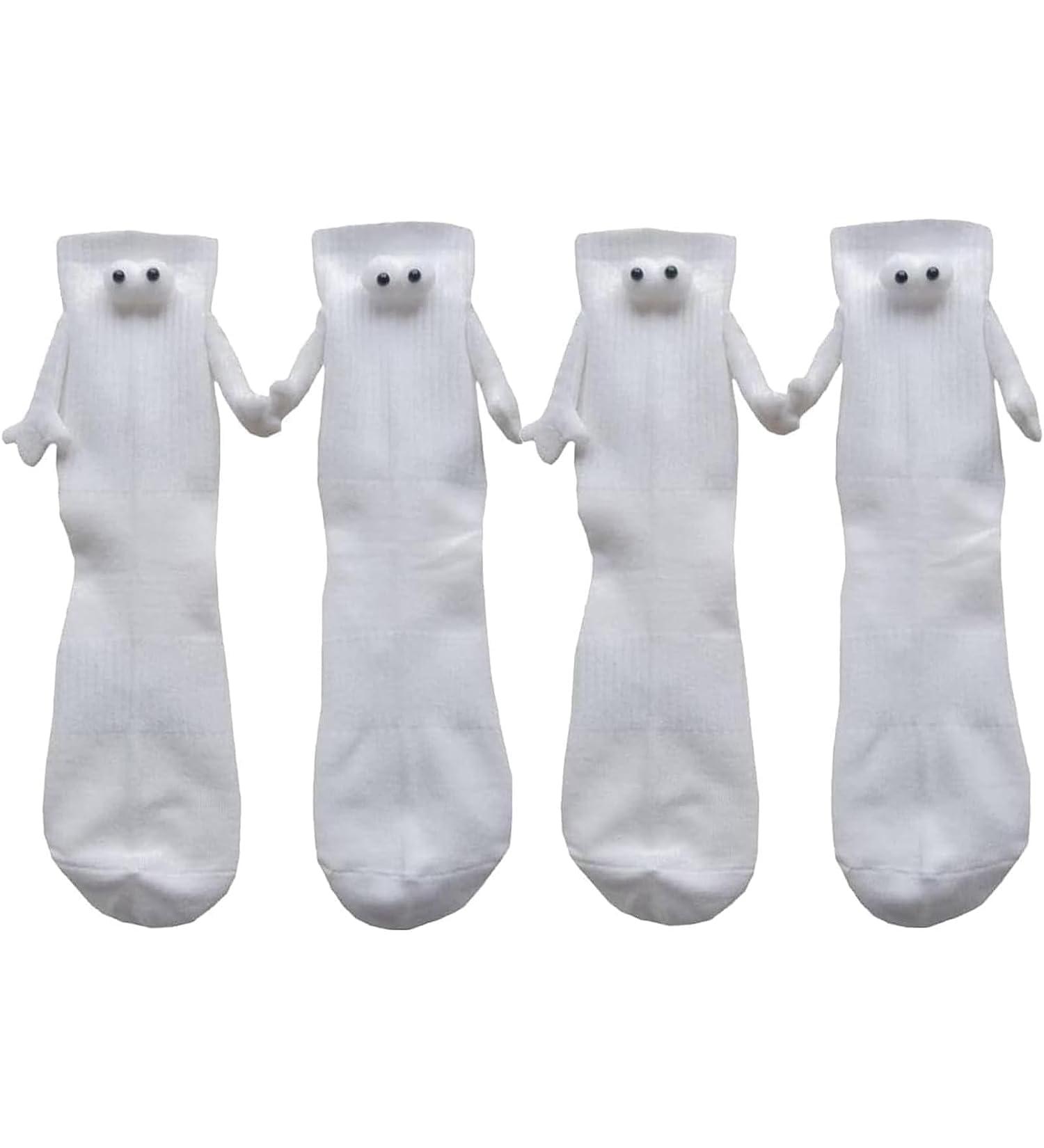 Fokesty Funny Magnetic Suction 3D Doll Couple Socks - Unisex 2 Pair White - Buy Online on GoSupps.com
