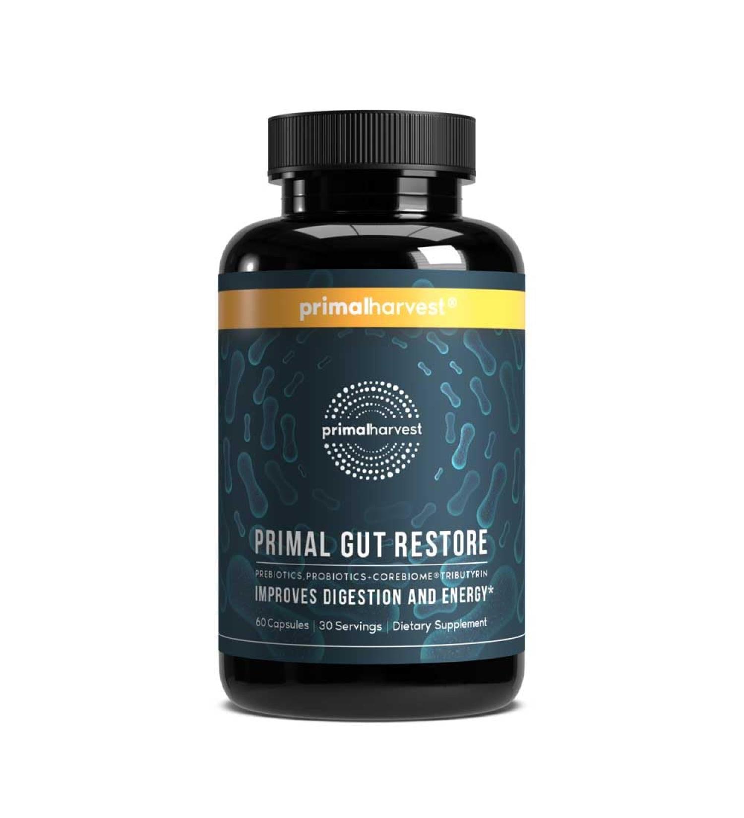 Primal Harvest Restore for Gut Health Primal Gut Restore w/POSTbiotics PREbiotics and PRObiotics for Women and Men 60 CT - Digestion Colon Cleanse Immunity Support - Helps Leaky Gut Repair 60 Count (Pack of 1) - Buy Online on GoSupps.com