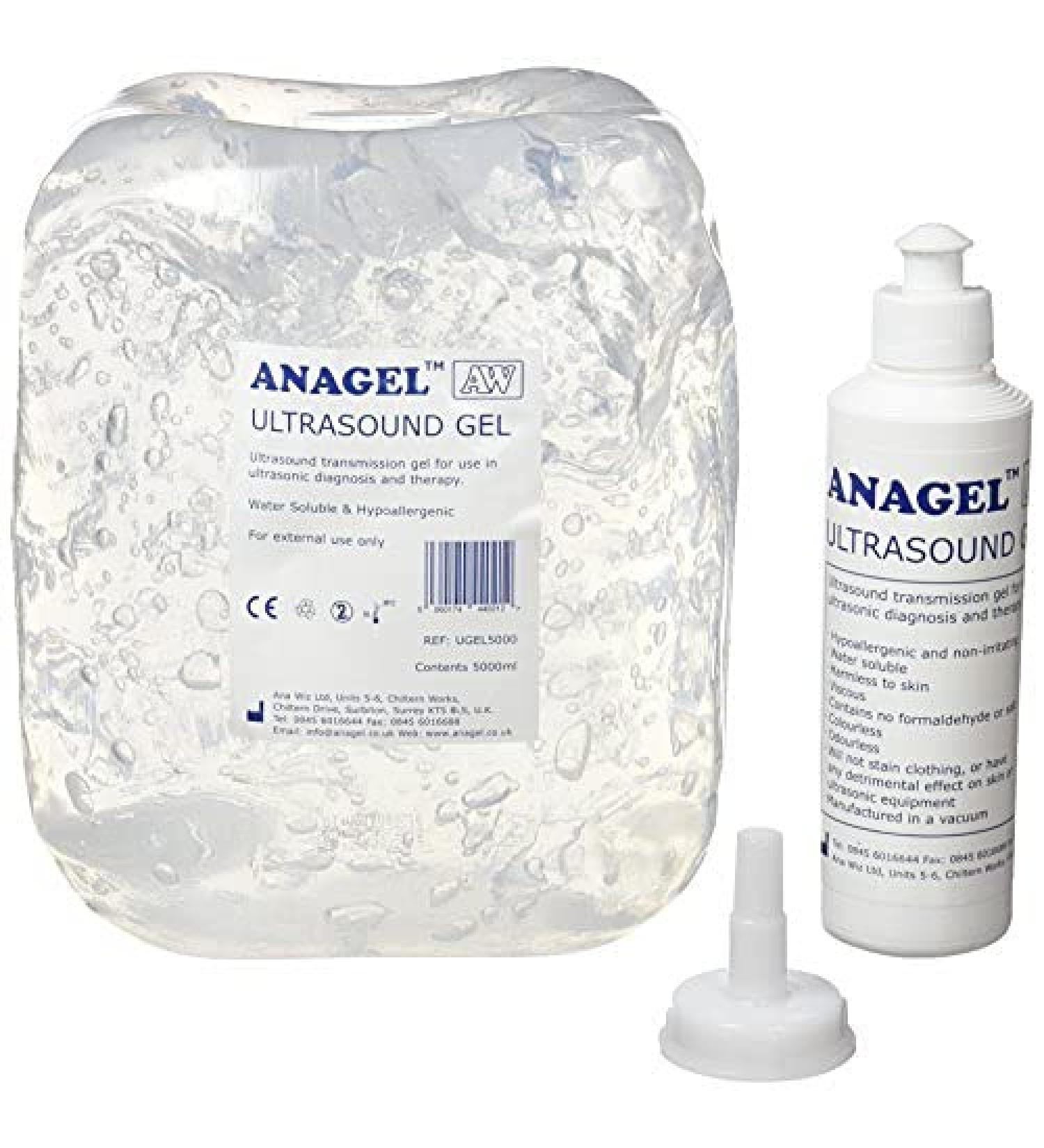 Anagel UGEL5000 Ultrasound Gel Bottle 5L + 250ml Refill - 5000ml Bottle | High-Quality Ultrasound Gel - Buy Online on GoSupps.com