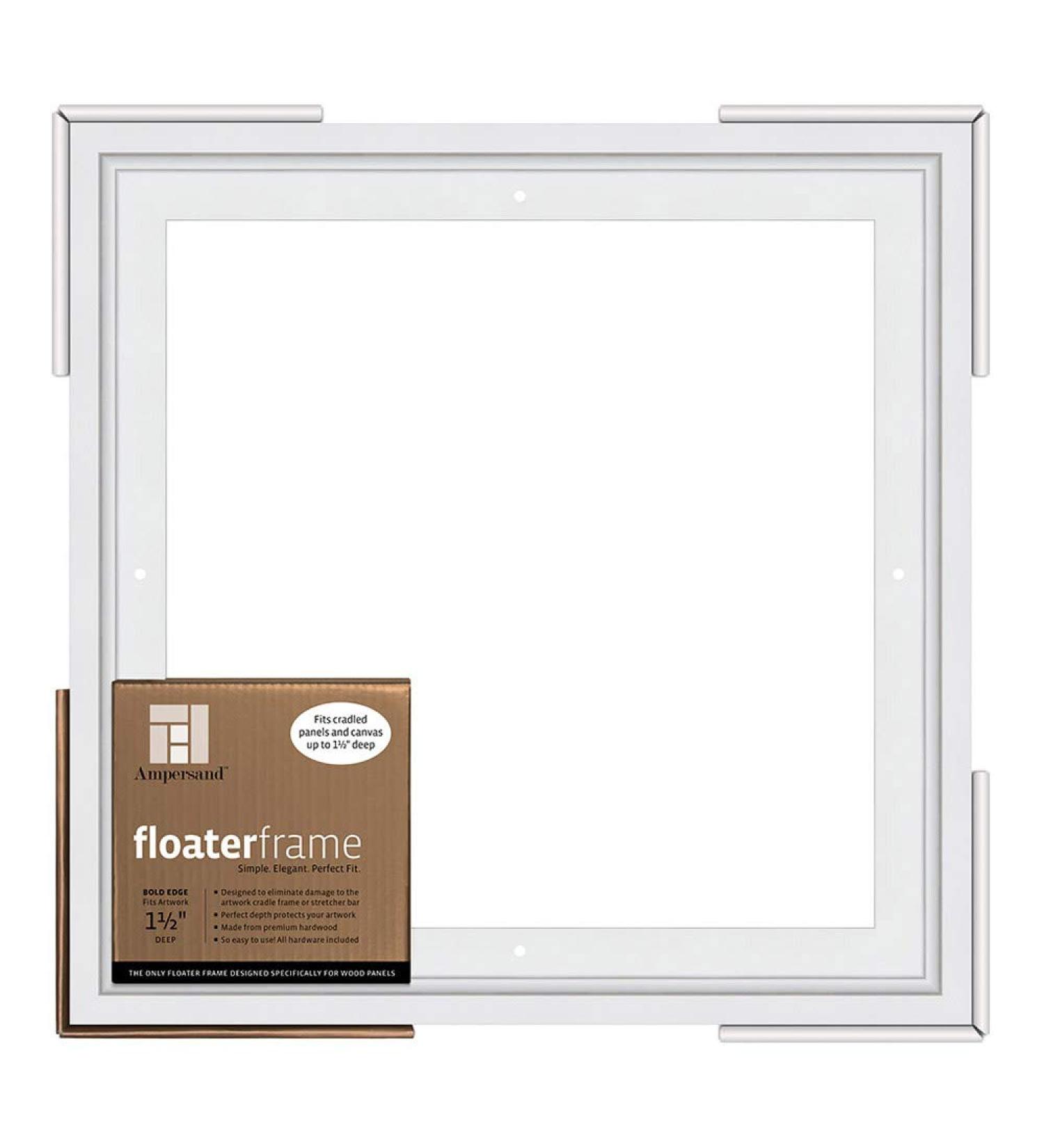 Ampersand Floaterframe for Wood Panels, 1.5 Inch Depth, Bold, 12X12 Inch, White (FBOLD151212W)