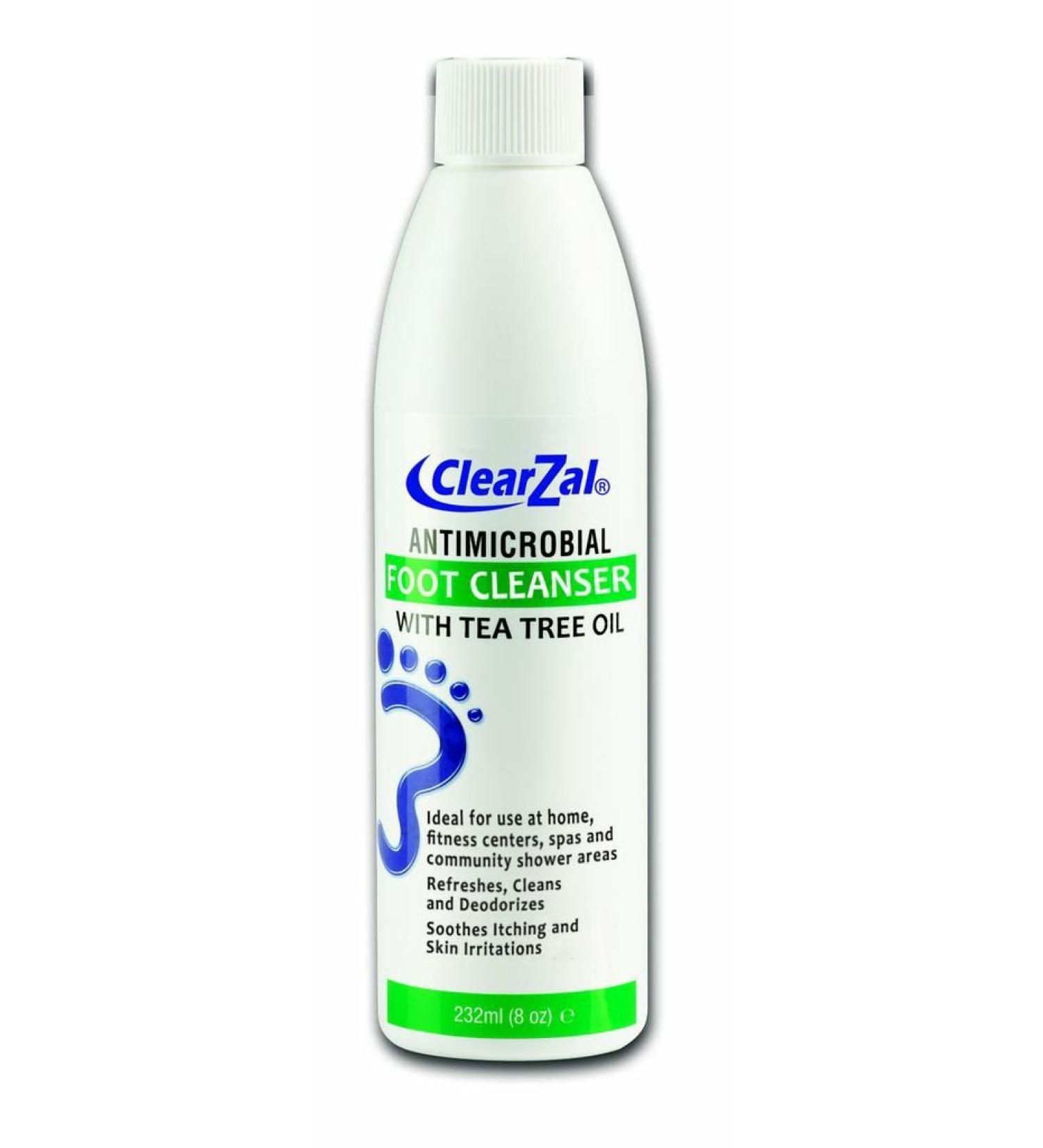 Clearzal Antimicrobial Foot Cleanser Liquid Soap with Tea Tree Oil  Soothes itch and Skin irritations. Cleans and refreshes foot. 8-Ounce Bottle