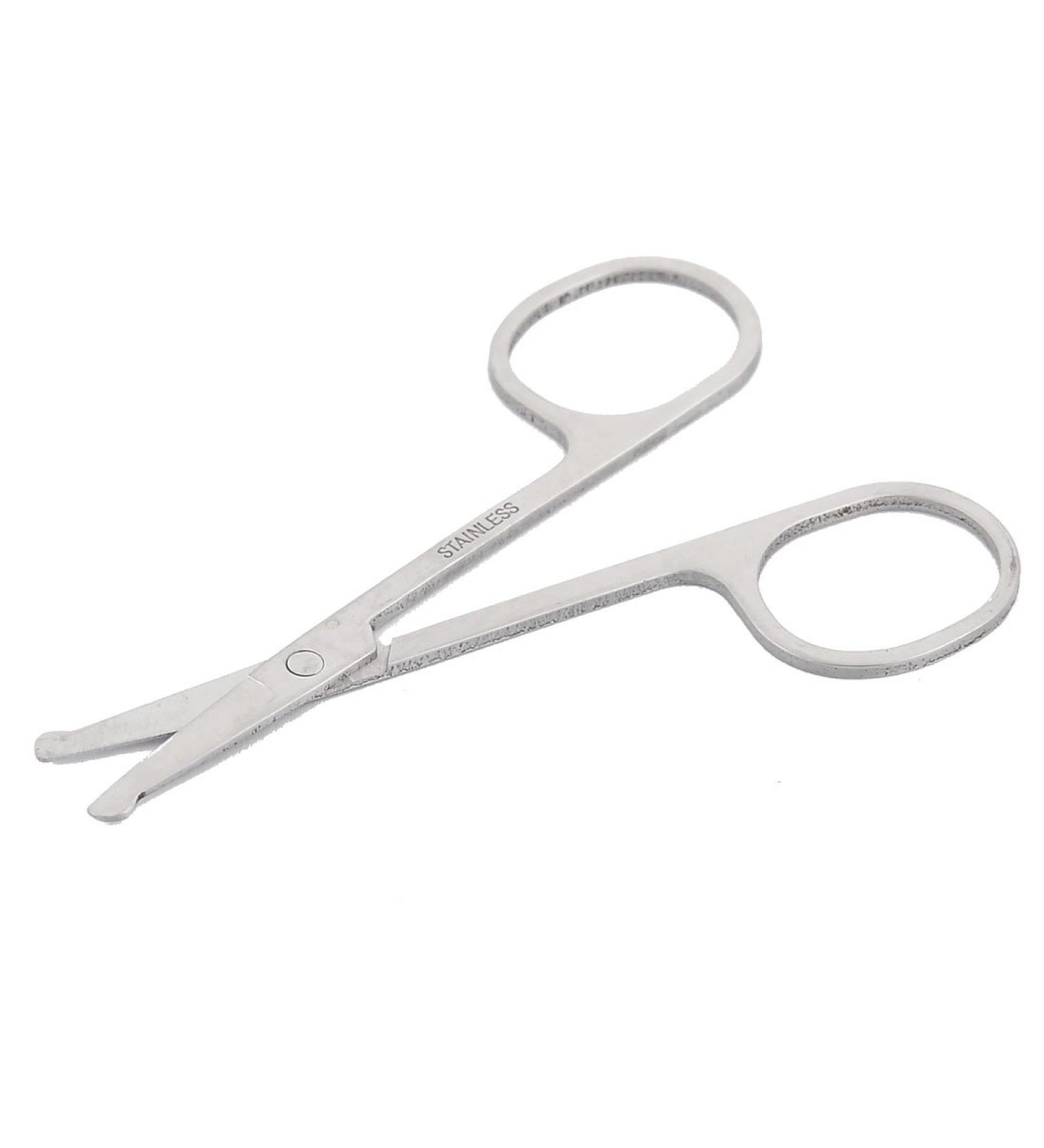 uxcell Stainless Steel Round Tip Facial Mustache Nose Hair Scissor Cutter Trimmer