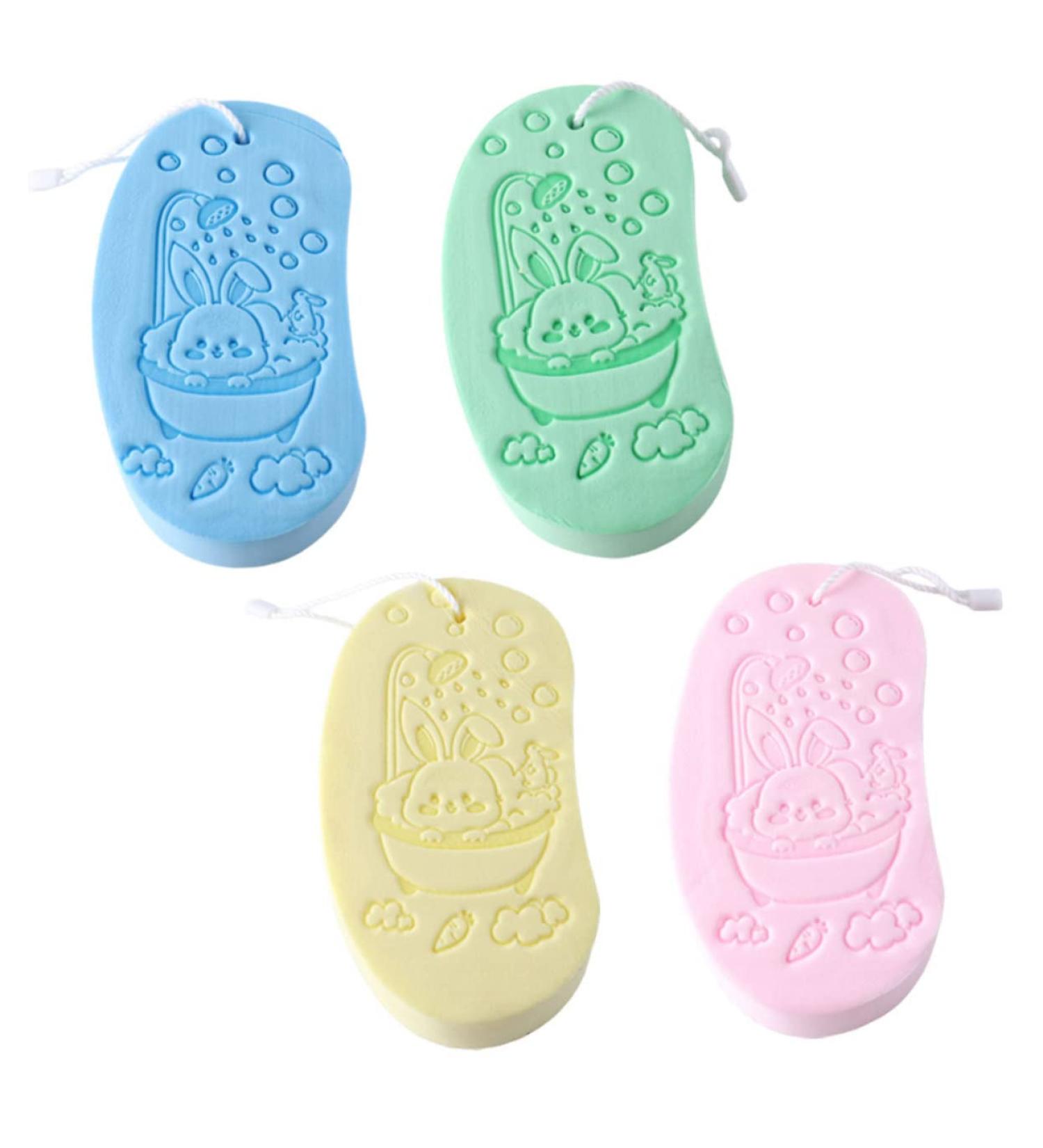 Healeved 4pcs Bath Sponge Set - Portable Baby Body Scrubber & Shower Tool - Child Household Bath Accessory - Sponge Brush 13x7cm - Buy Online on GoSupps.com