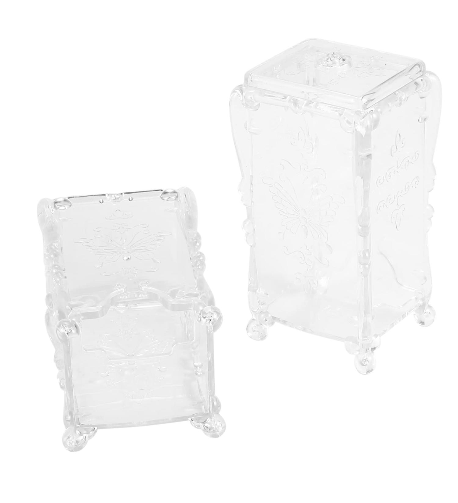 Lizusidtsy 2Pcs Makeup Cotton Pad Organizer Butterfly Fancy Storage Box for Nail Art Wipe Cotton Makeup Tools Transparent White - Buy Online on GoSupps.com