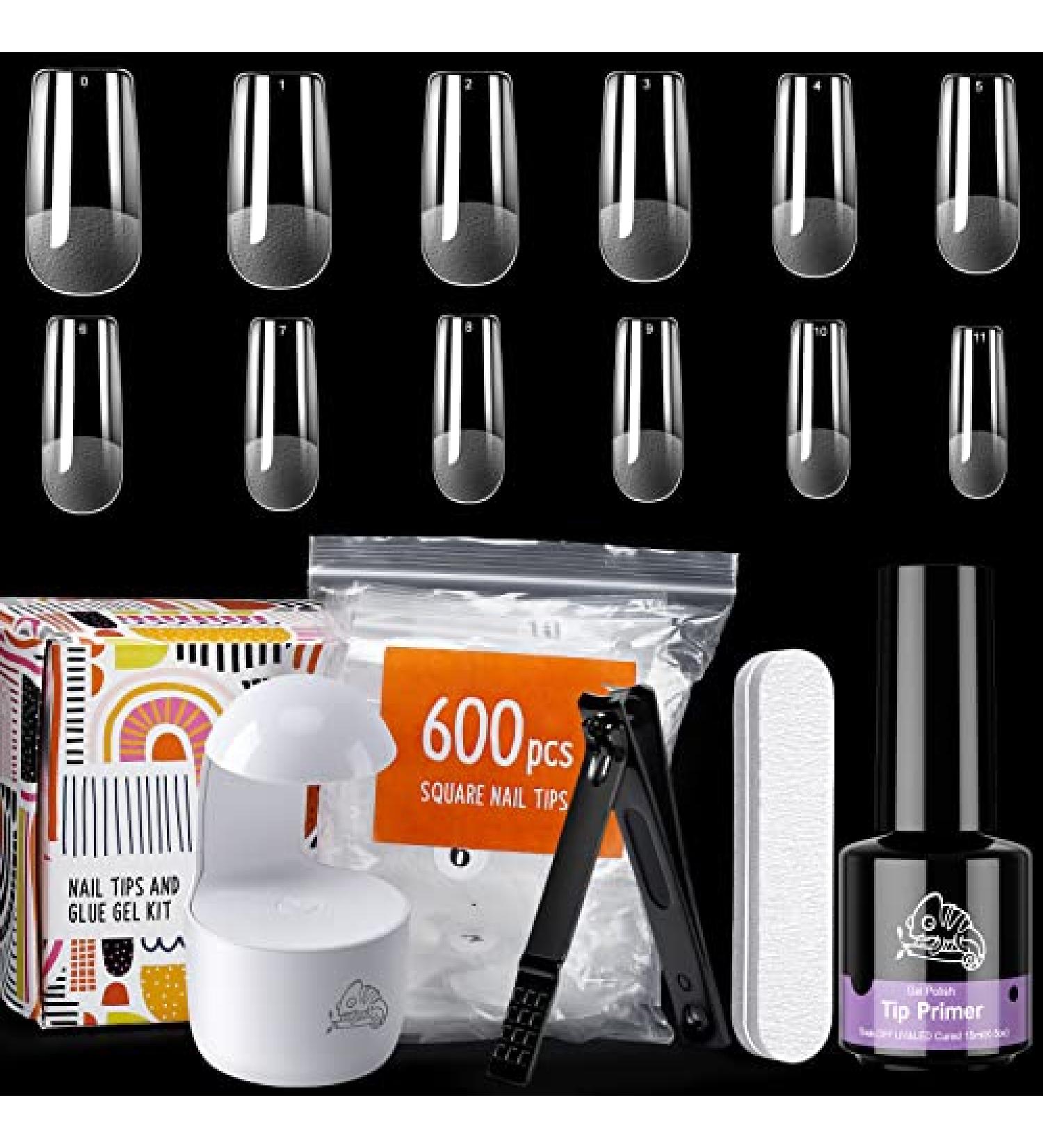Chameleon Gel x Nail Kit: 600Pcs Square Nail Tips, Glue, UV Lamp - DIY Nail Extension Kit - Buy Online on GoSupps.com