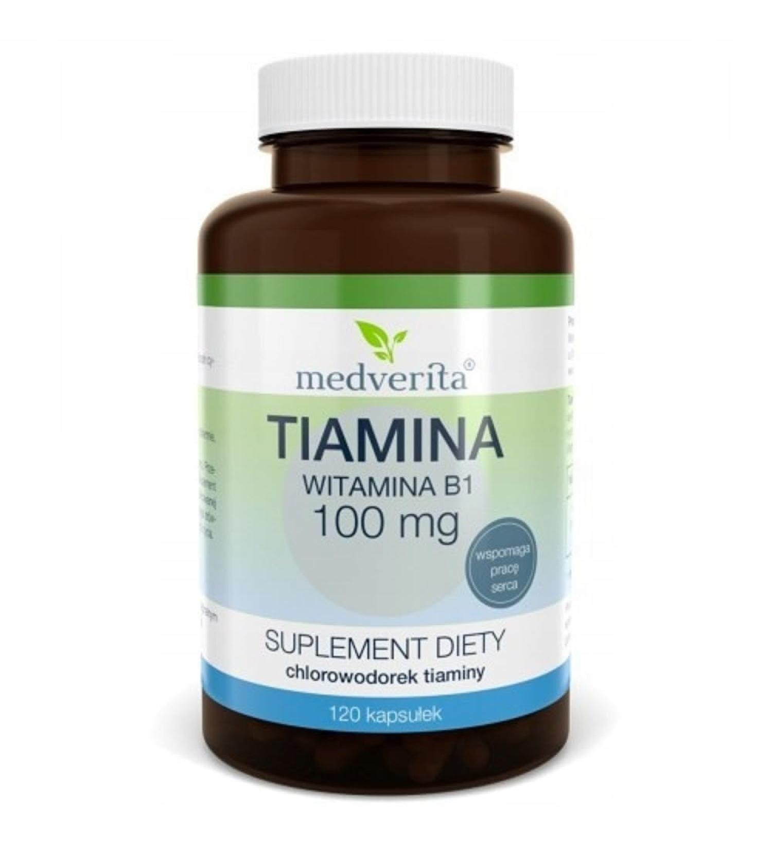 Buy MEDVERITA Thiamine (Vitamin B1) 100mg - Supports Heart Function - 120 Capsules - Daily Dietary Supplement - Buy Online on GoSupps.com