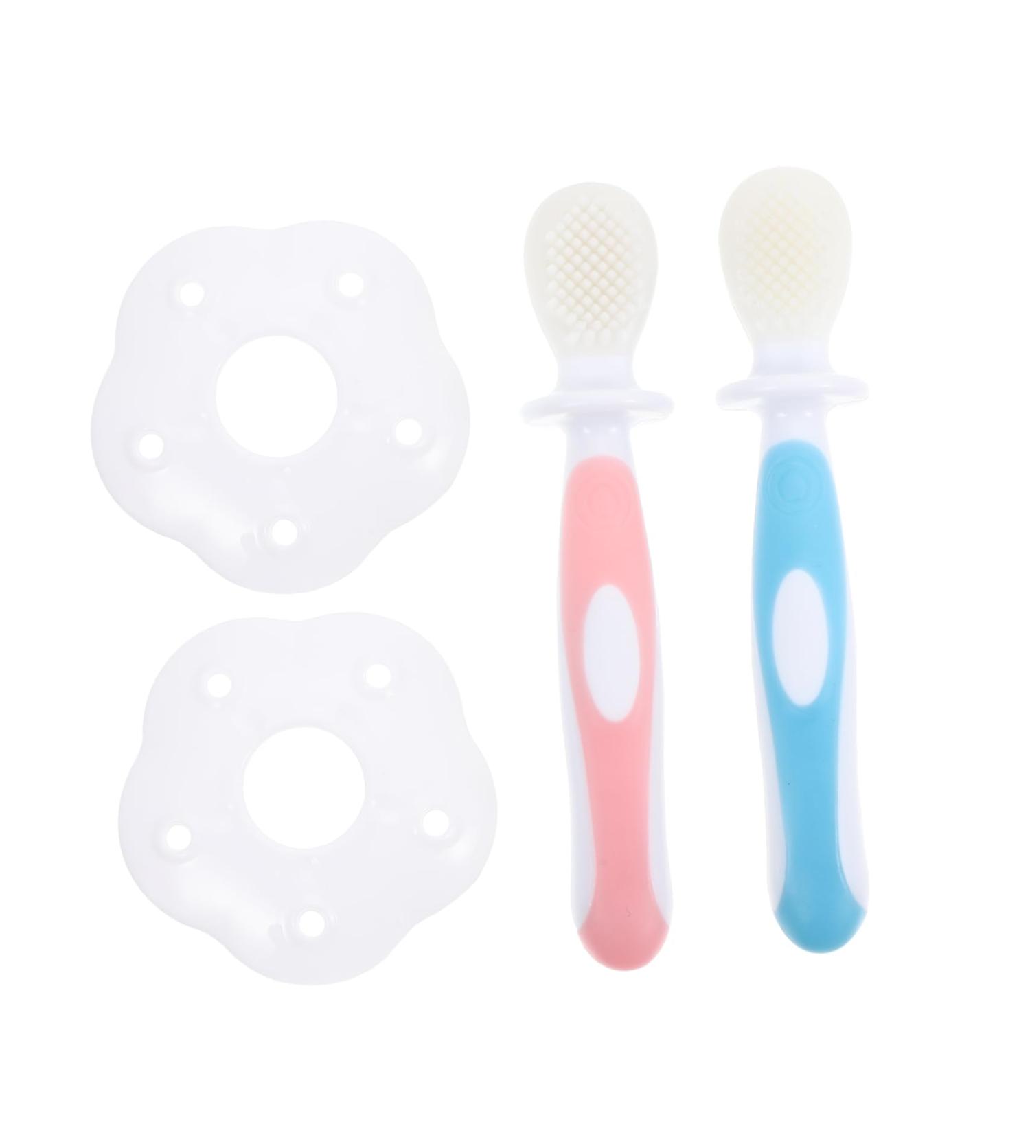 Buy SOLUSTRE Silicone Toothbrush Cleaning Brush Set for Kids - Pink Baby Brush (2 Sets) - Buy Online on GoSupps.com