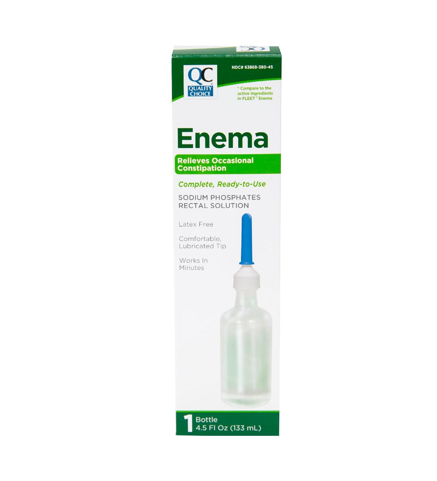Quality Choice Enema Relieves Occasional Constipation Complete & Ready to Use Sodium Phosphates Rectal Solution Latex Free Comfortable Lubricated Tip
