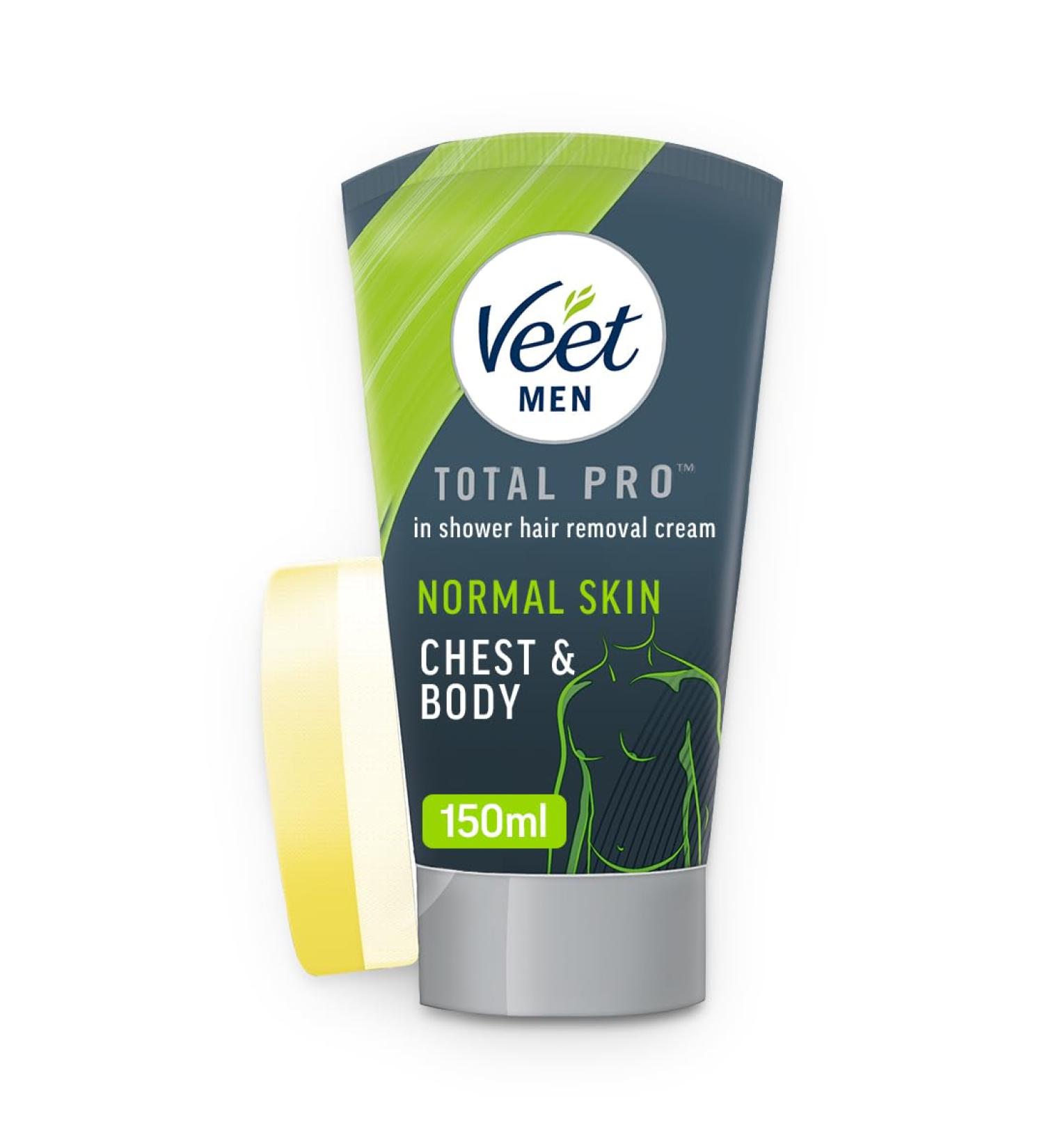 Veet Men In Shower Hair Removal Cream Chest & Body Normal Skin 150ml each 1 Sponge No Risk of Cuts 24 Hour Hydration 7 Days of Smoothness Dermatologically Tested (Packaging may vary) 150 ml (Pack of 1) - Buy Online on GoSupps.com