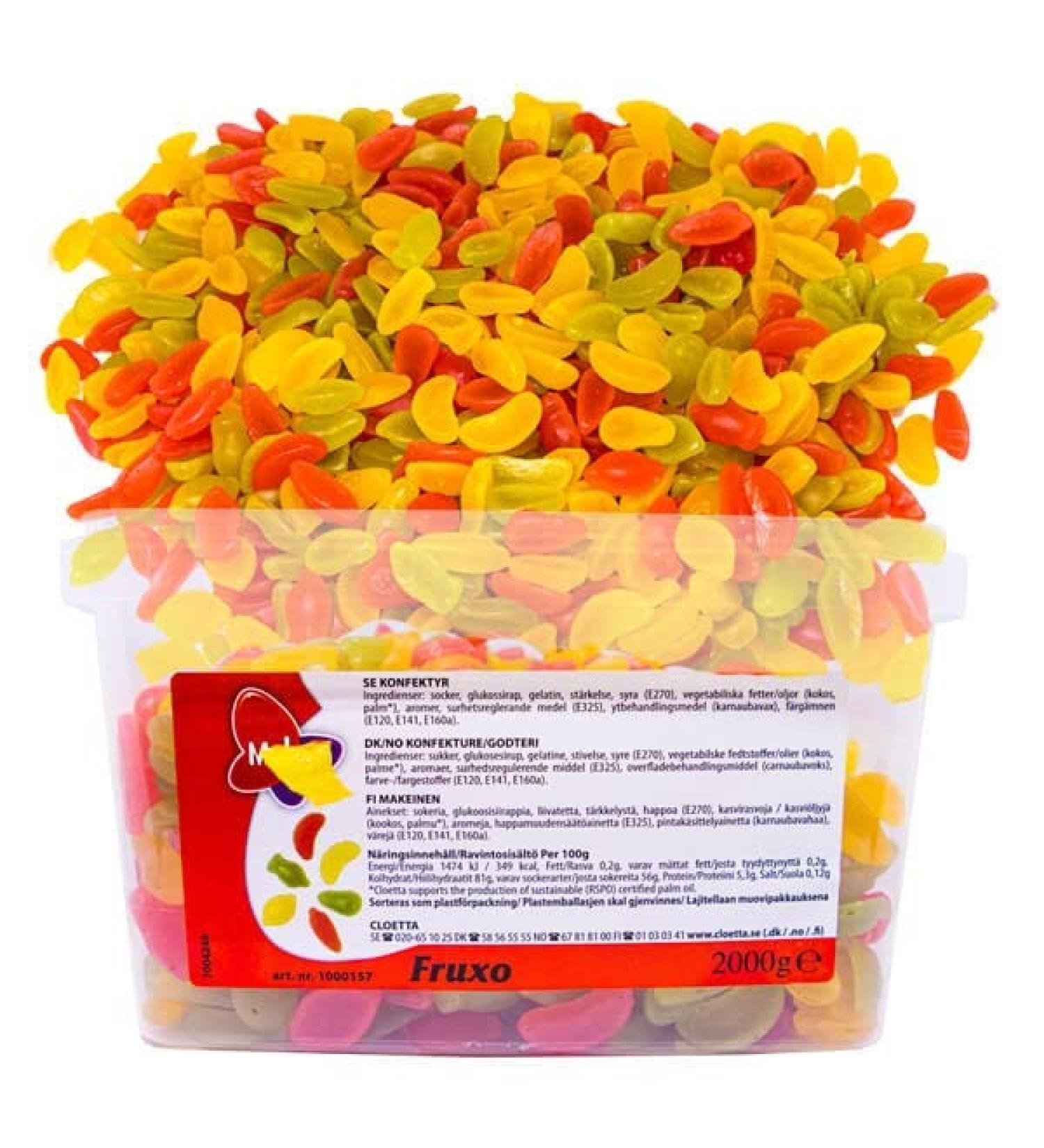 Malaco Fruxo Swedish Fruit Jellies Scandinavian Favourite Sweets. Tub 2kg