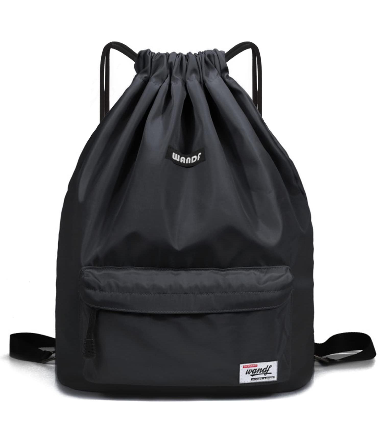 Water-Resistant Nylon Drawstring Backpack by WANDF - Black - Buy Online on GoSupps.com