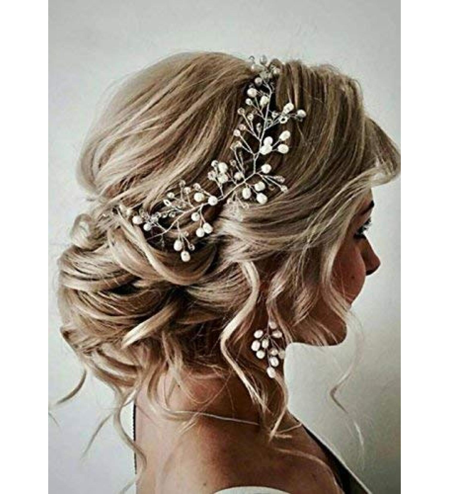 Handmade Bridal Hair Jewelry with Rhinestones | Elegant Tendril-Shaped Accessory for Evening Events - Buy Online on GoSupps.com