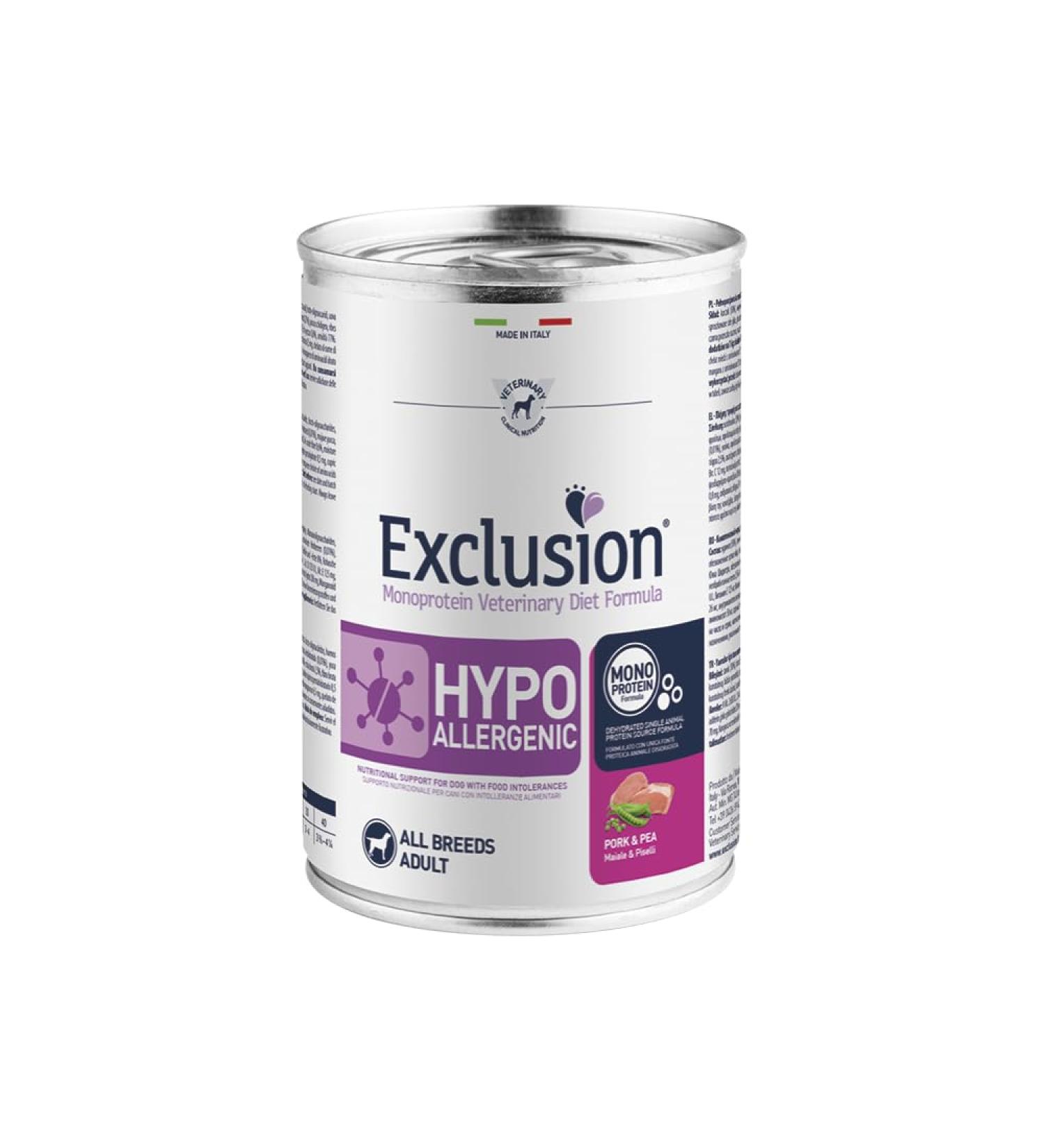 EXCLUSION Dog Hypoallergenic Maiale 400Gr - Alimenti Umidi Monoproteici Per Cani