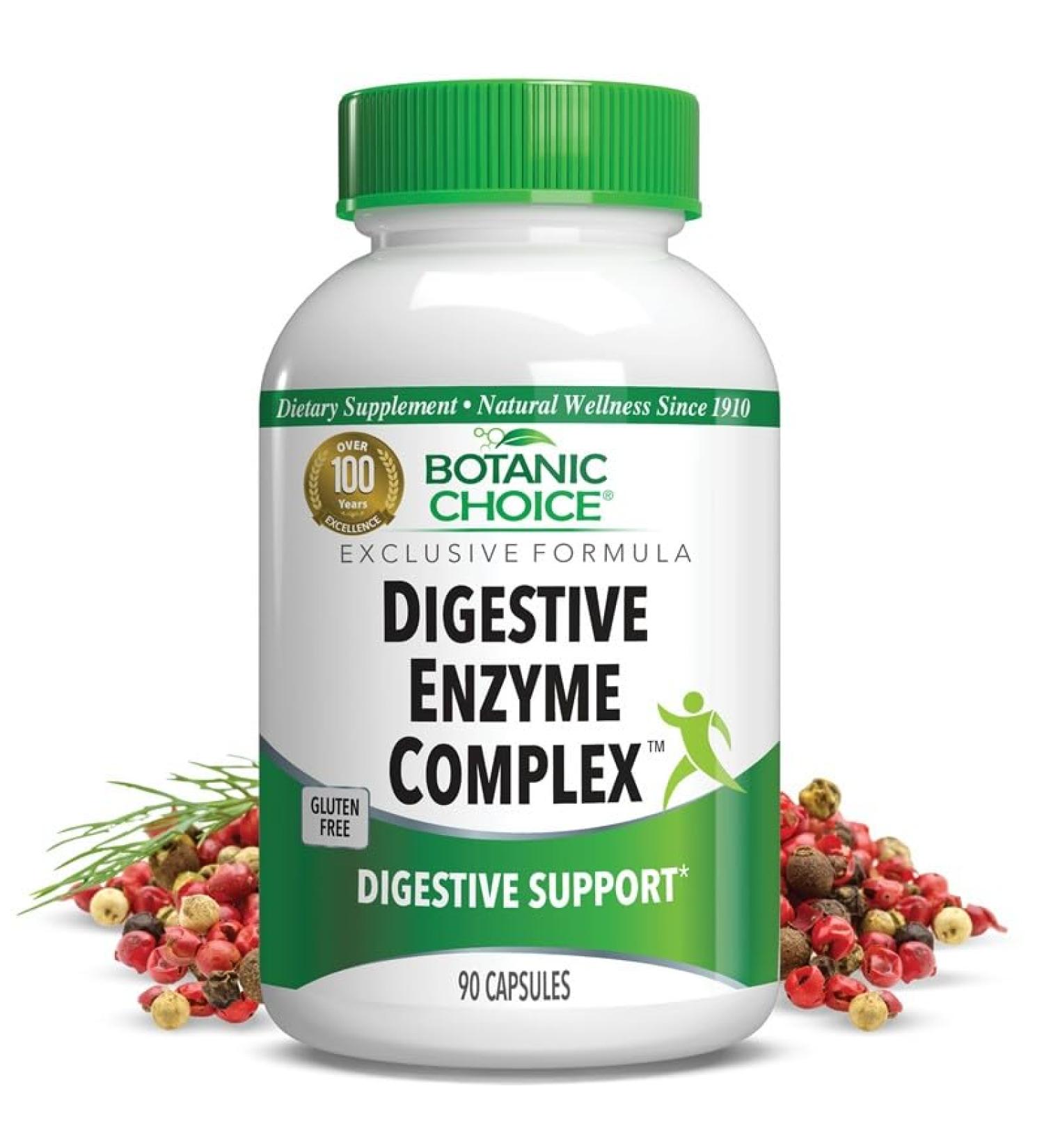 Botanic Choice Digestive Enzyme Complex - Digestive Aid for Healthy Gut Supplement for Better Digestion and Improved Nutrient Absorption to Ease Abdominal Bloating - 90 Pills - Buy Online on GoSupps.com
