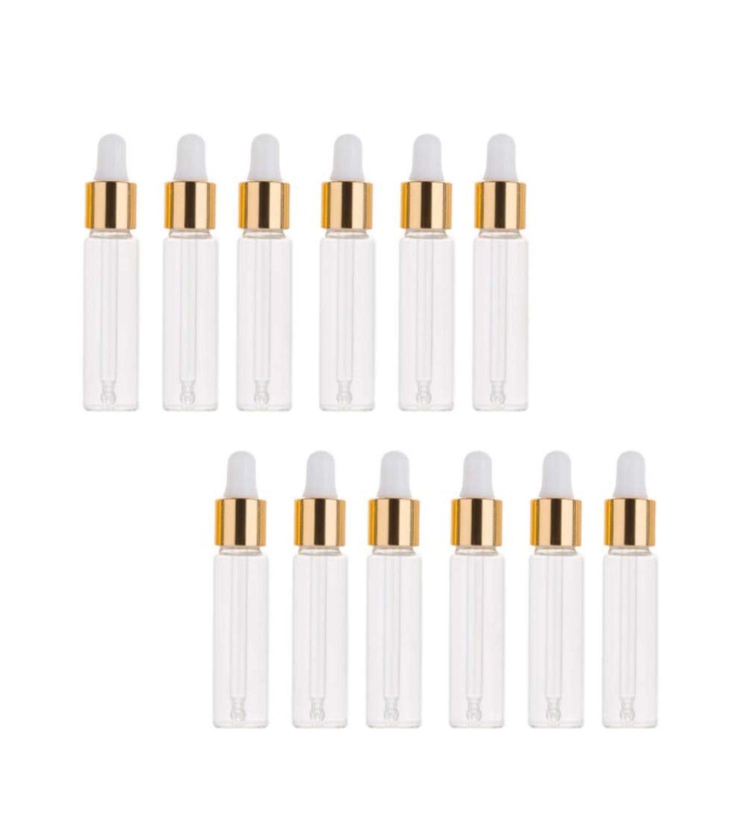 Healifty 50pcs Glass Bottles with Glass Eye Dropper Dispenser for Essential Oils Perfumes Lab Chemicals Cosmetics Bottles Golden 5ml - Buy Online on GoSupps.com
