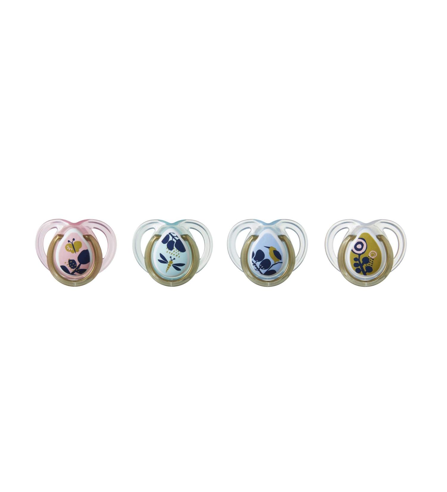 Tommee Tippee Moda Pacifiers 0-6m 4-Pack - BPA-Free Silicone Binkies in Multiple Colors - Buy Online on GoSupps.com