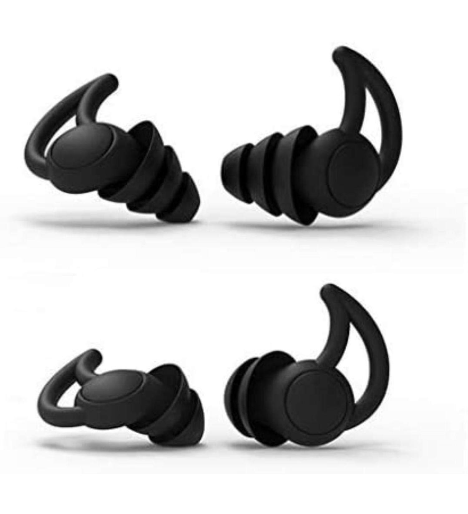 Hearing Protection Earplugs for Sleep & Work | Super Noise Reduction | Silicone Earplugs for Dorms & Offices - Black 2 Layer & 3 Layer - Buy Online on GoSupps.com