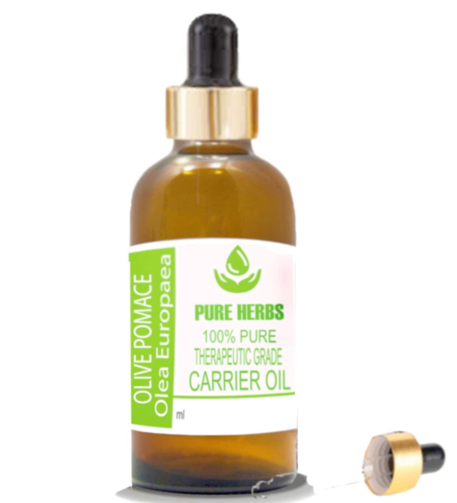 Pure Herbs Olive Pomace Oil 100ml - Pure & Natural Therapeutic Grade Carrier Oil with Dropper - Best for Skin & Hair - Buy Online on GoSupps.com