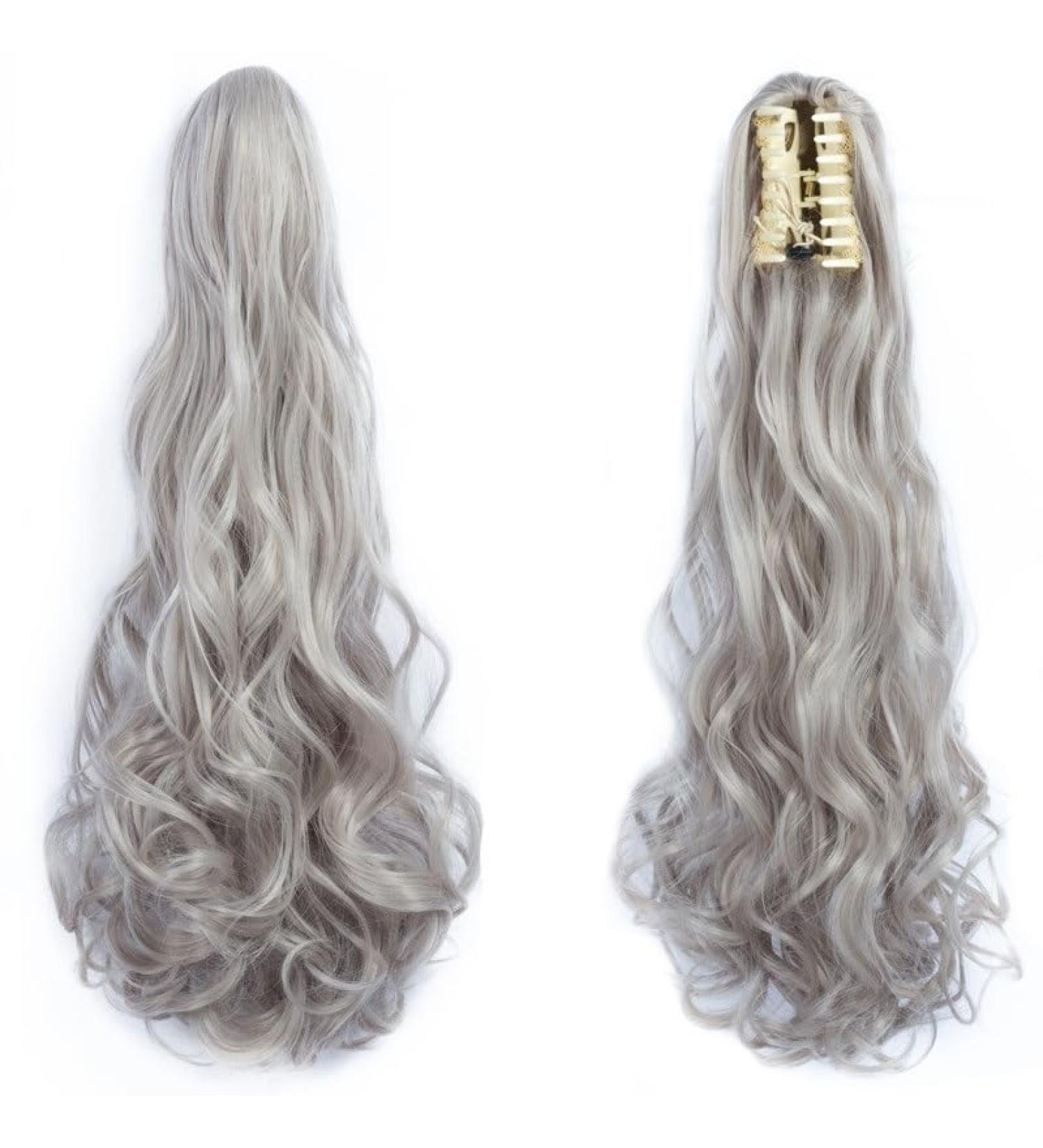 Ponytail Extension Claw Clip on Wavy Ponytail Extension 22'' Claw Clip Wavy Ponytail Hair Extensions Synthetic Clip in Ponytail Hairpieces for Women Girls Daily Party Pony Tails Hair Extensions(Color 22inch Sh88-4503