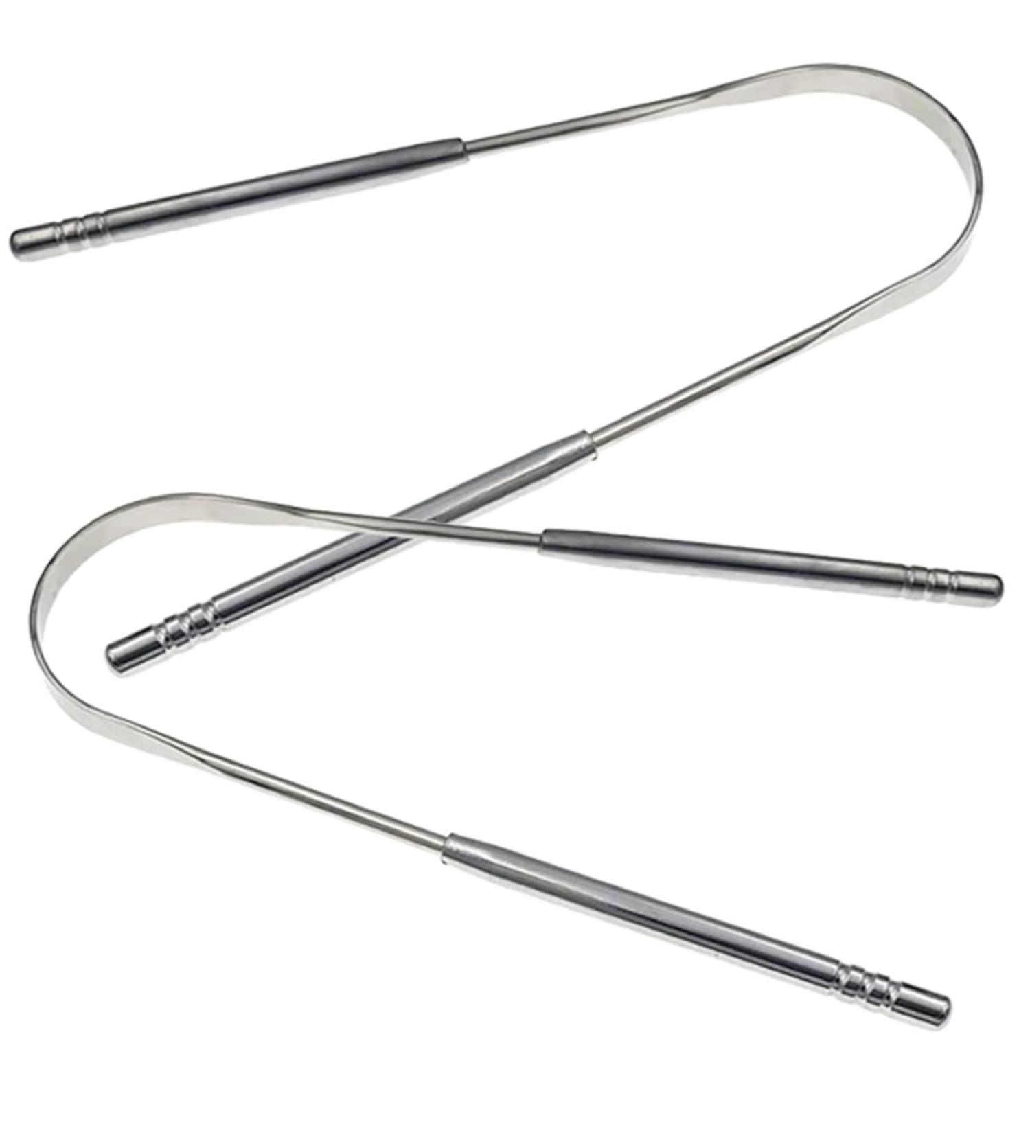 FRCOLOR Stainless Steel Tongue Cleaner - 2pcs Metal Tongue Scraper for Adults Portable 12.8X7CM Dental Hygiene Tool - Buy Online on GoSupps.com