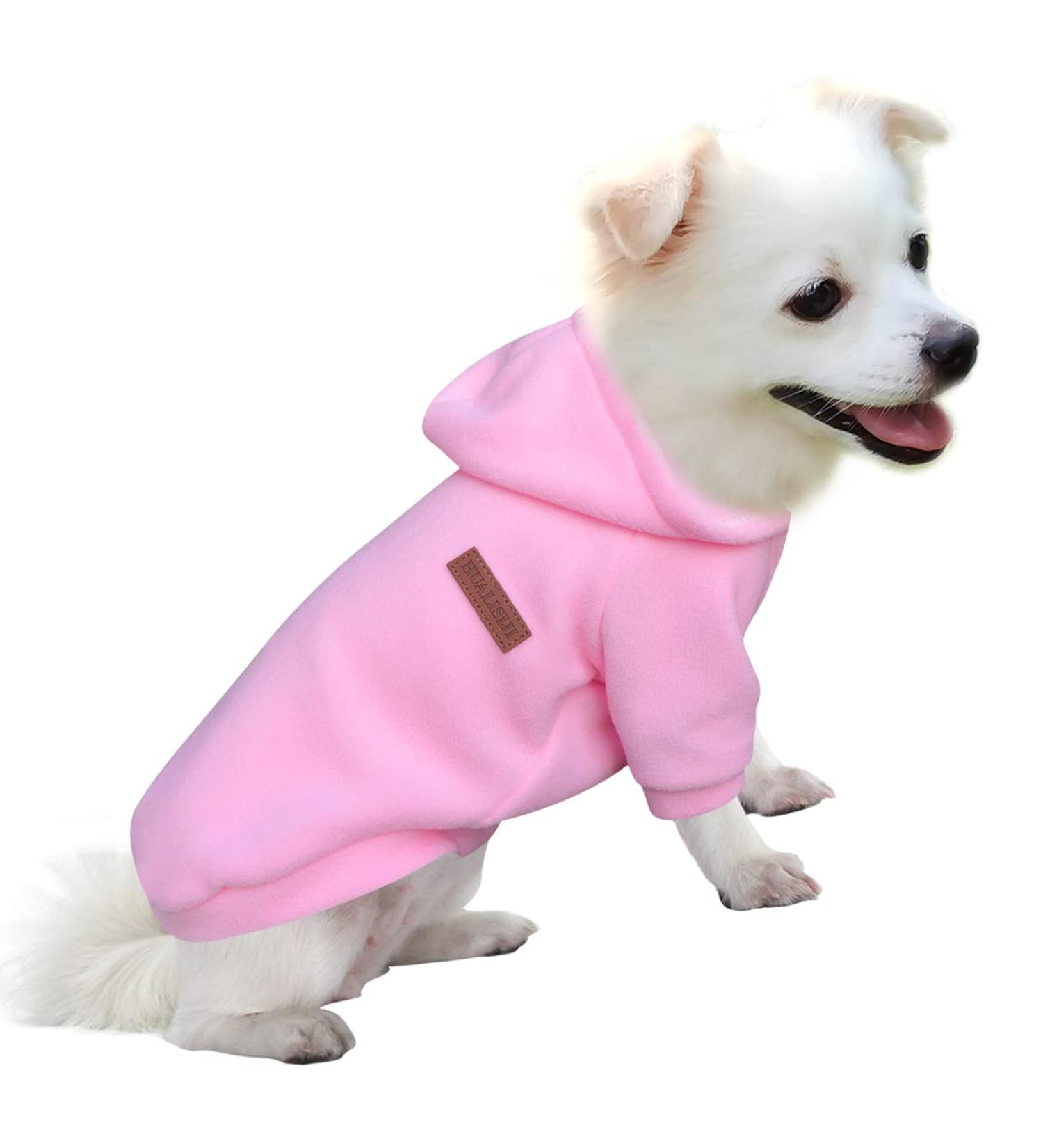 Warm & Lightweight Hualisiji Dog Hoodie - Fleece Sweater for Chihuahua - Soft Textured Easy to Wear Pink (M) - Buy Online on GoSupps.com