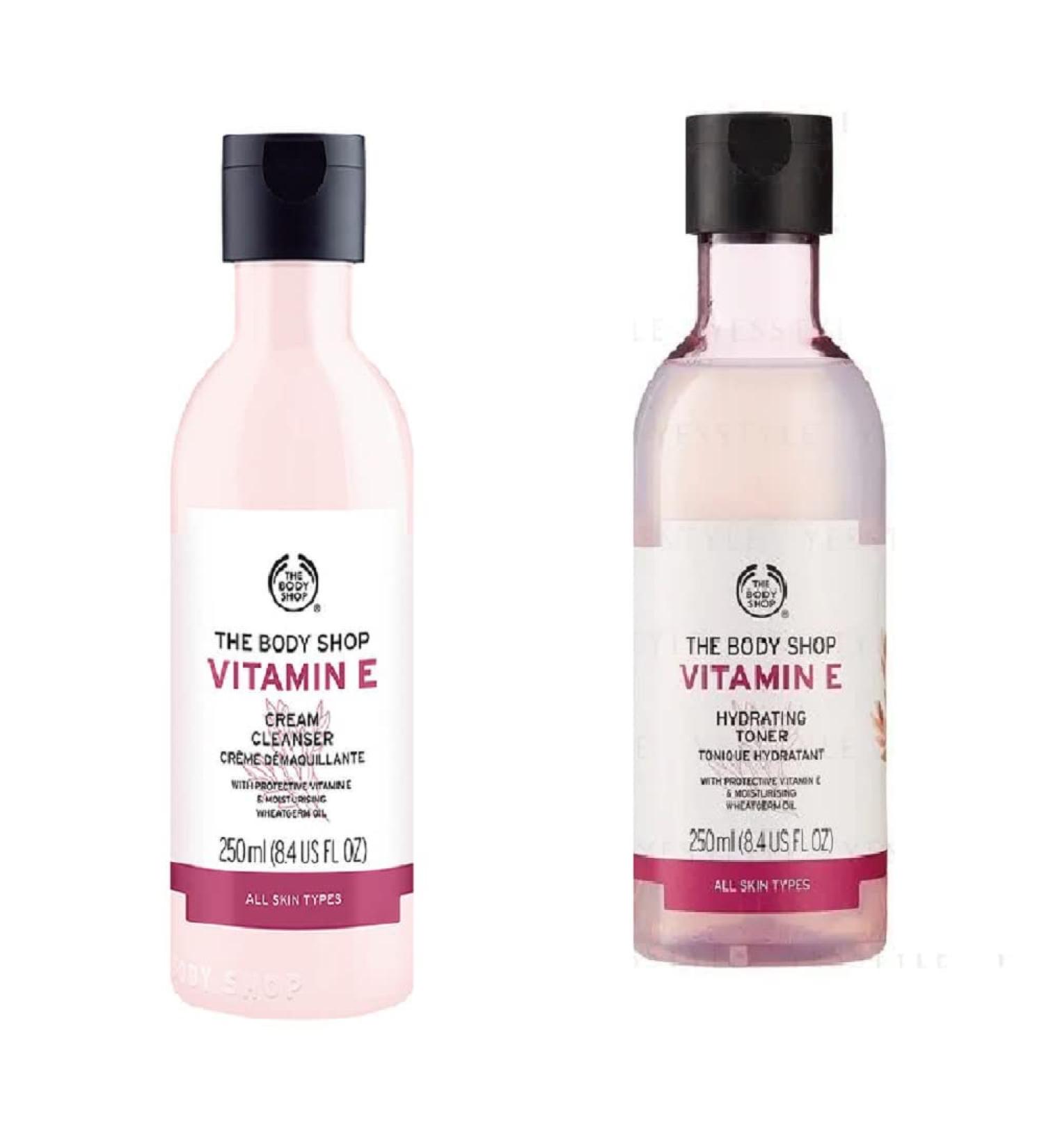 The Body Shop Vitamin E Hydrating Toner 250ml Cream Cleanser 250ml moisturising - Buy Online on GoSupps.com
