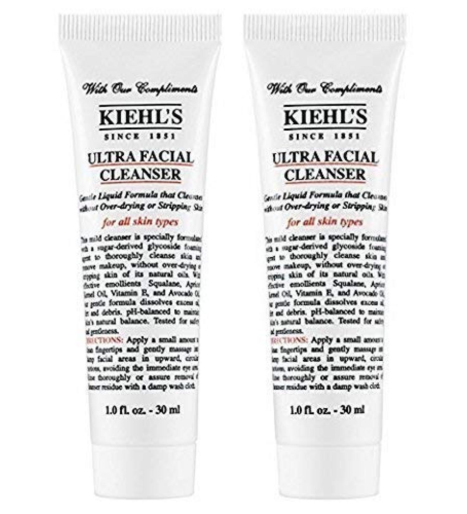 KiehIs Ultra Facial Cleanser Travel Size, Pack of 2, Total 2oz/60ml