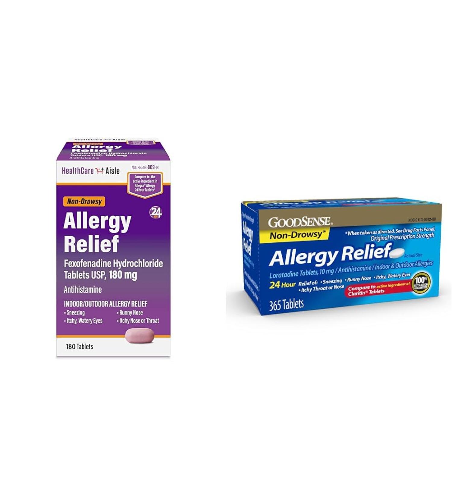 HealthCareAisle Allergy Relief Tablets 180 mg 180 Count and GoodSense Allergy Relief Tablets 10 mg 365 Count Bundle - Buy Online on GoSupps.com