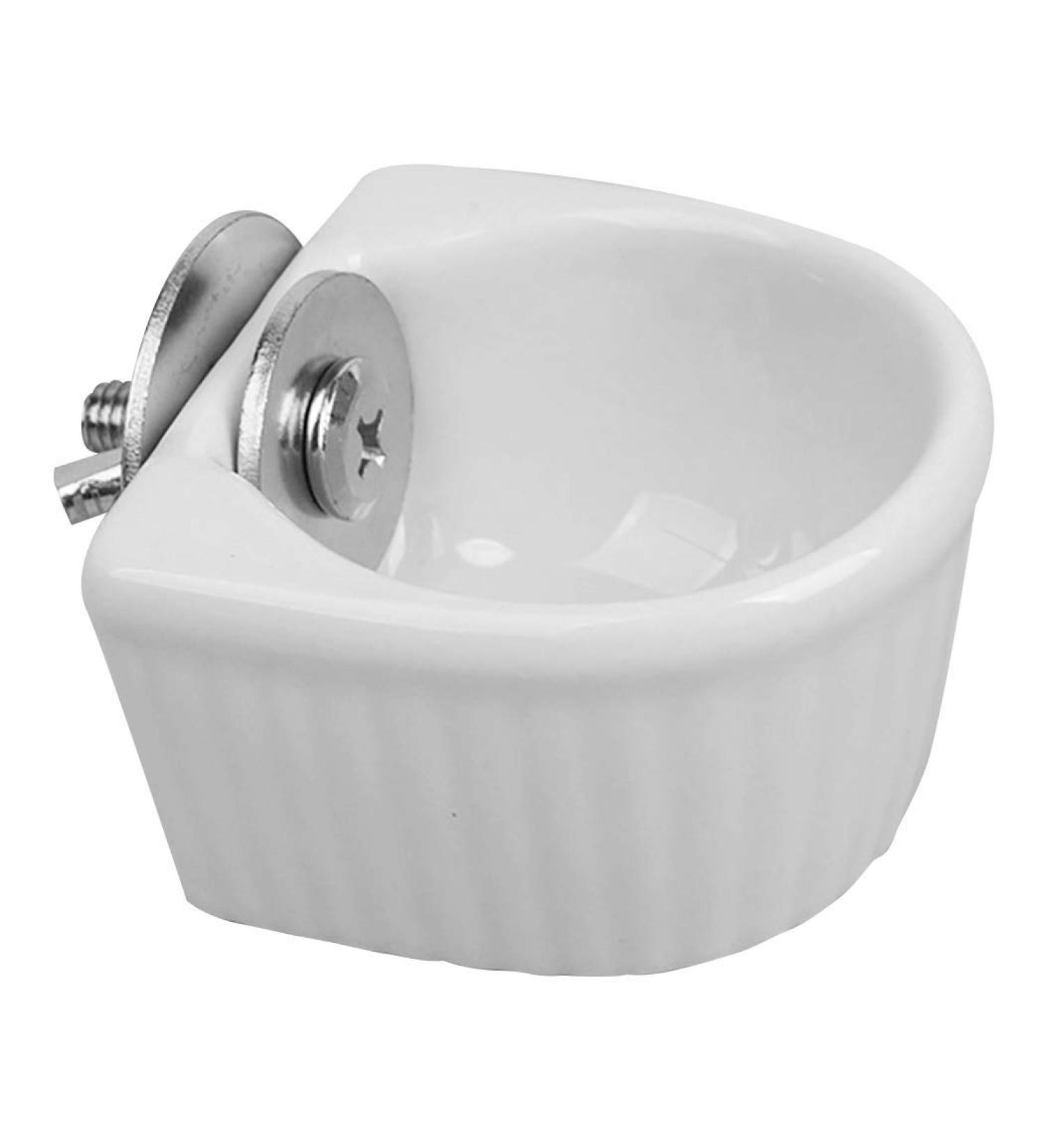 Detachable Small Animals Bowl - Ceramic Feeder for Rabbit, Parrot, Hamster - White S - Buy Online on GoSupps.com