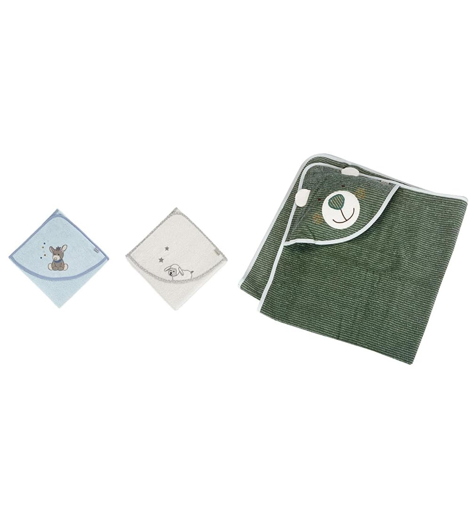 Buy Sterntaler Baby Hooded Towel EMMI - 100x100 cm Cotton Bear Design | Ideal for Newborns | Soft & Stylish Hooded Bath Towel in Medium Green - Buy Online on GoSupps.com