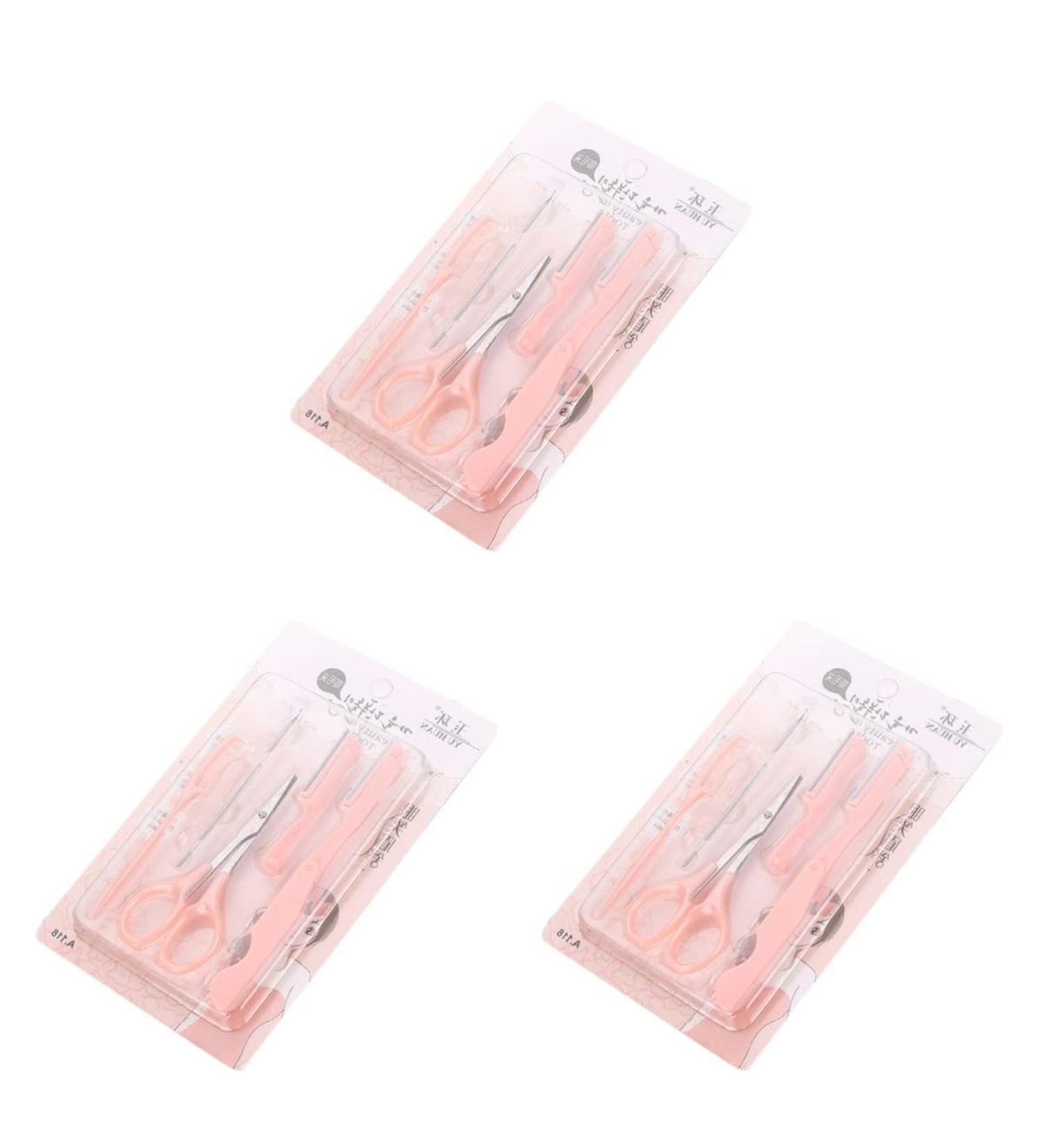 FRCOLOR Eyebrow Trimmer Kit - 15pcs Folding Scissors & Tools for Women | Perfect Eyebrow Grooming Set - Buy Online on GoSupps.com